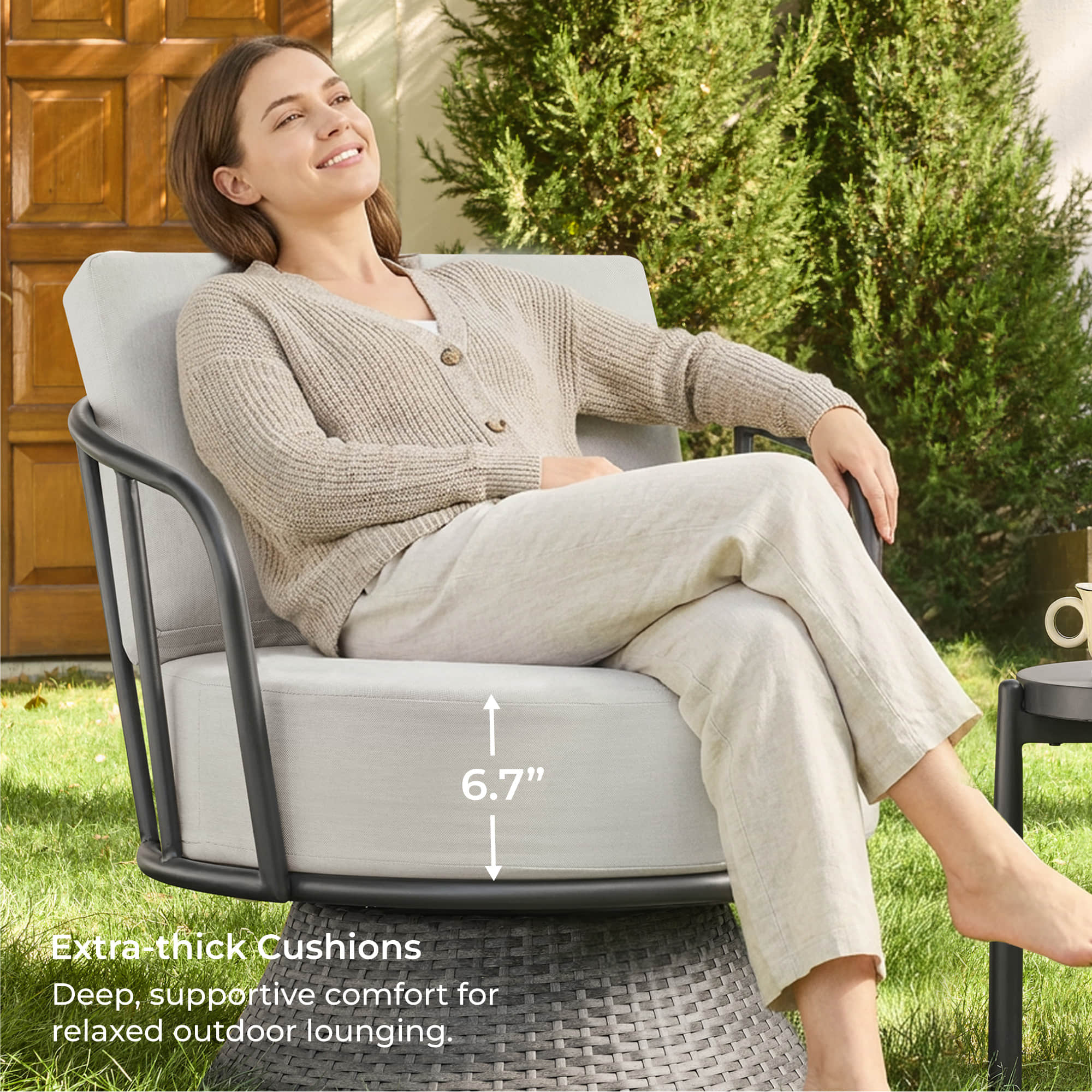 Ellie Rattan Woven Base Outdoor Swivel Chair (Set of 2） - Image 19