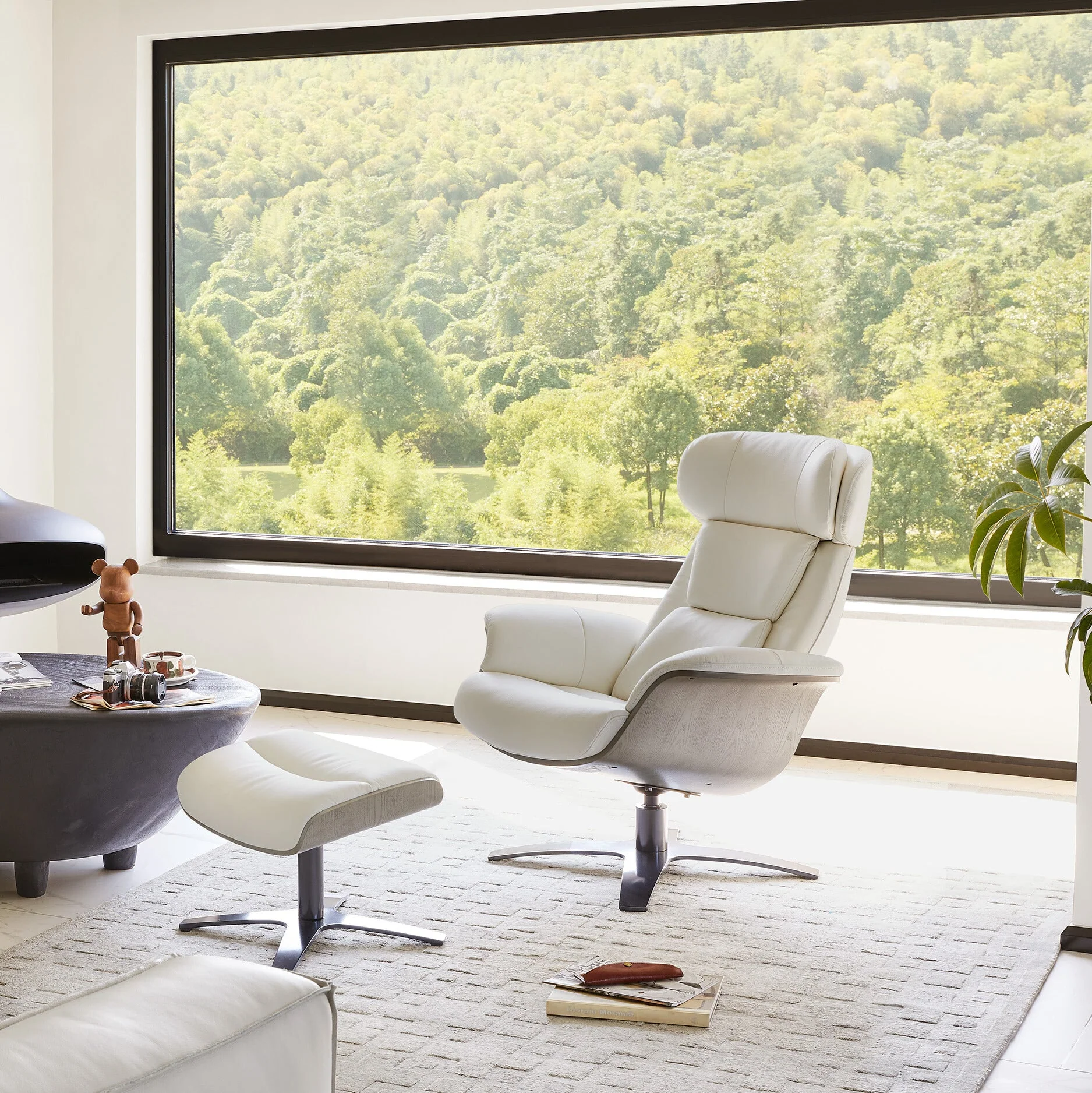 Elvin Genuine Leather Recliner Lounge Chair & Ottoman - Image 51
