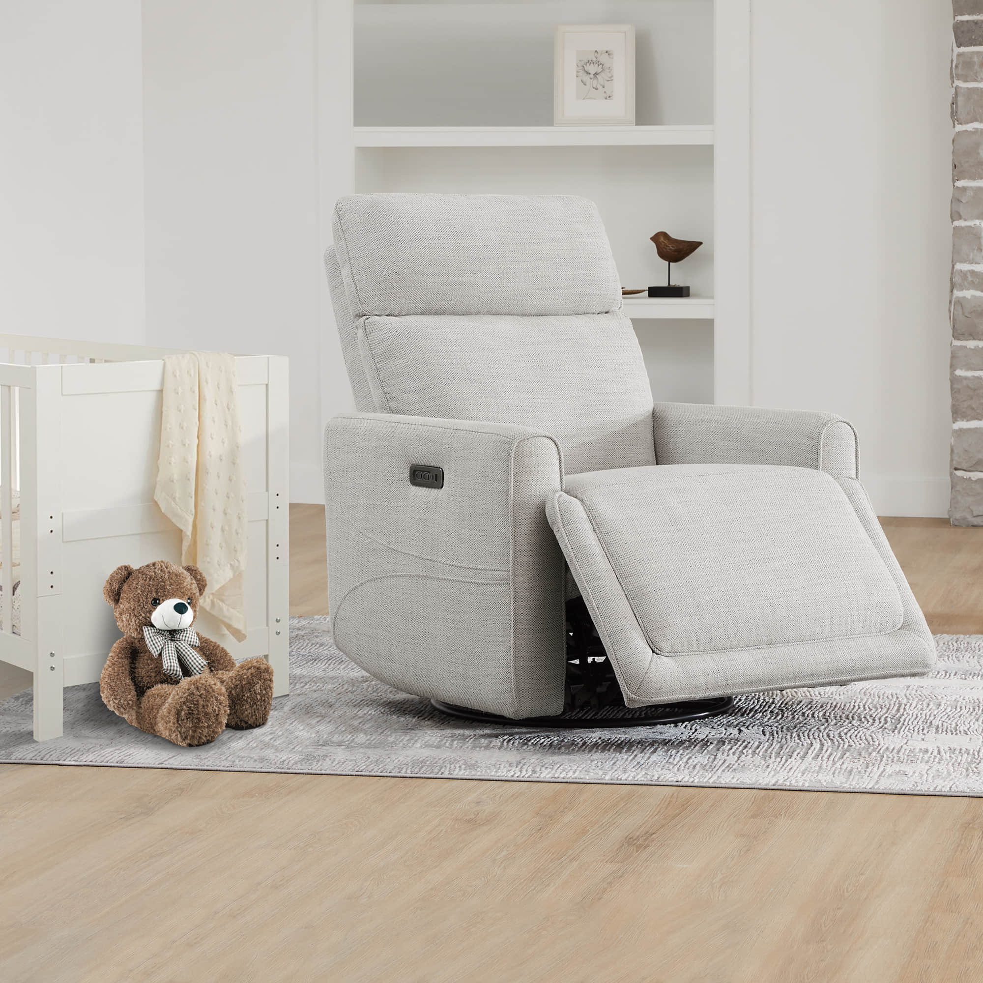 Elysian Power Swivel Nursery Glider Recliner with Adjustable Headrest - Image 24