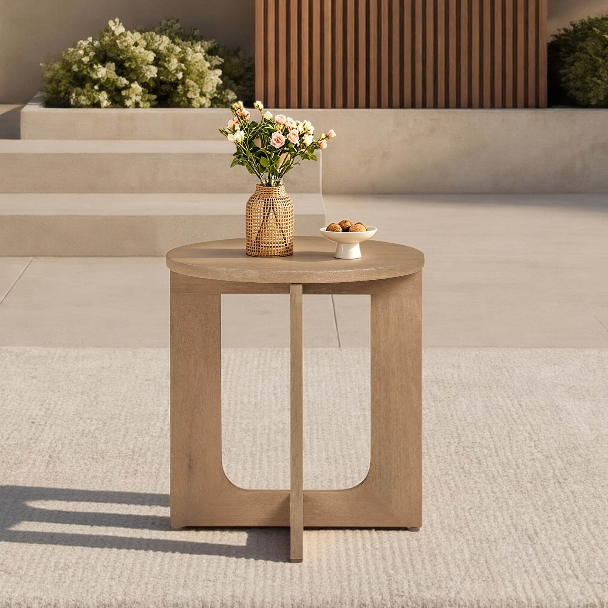Emberly Modern Outdoor Eucalyptus Wood Swivel Bistro Set - Image 9
