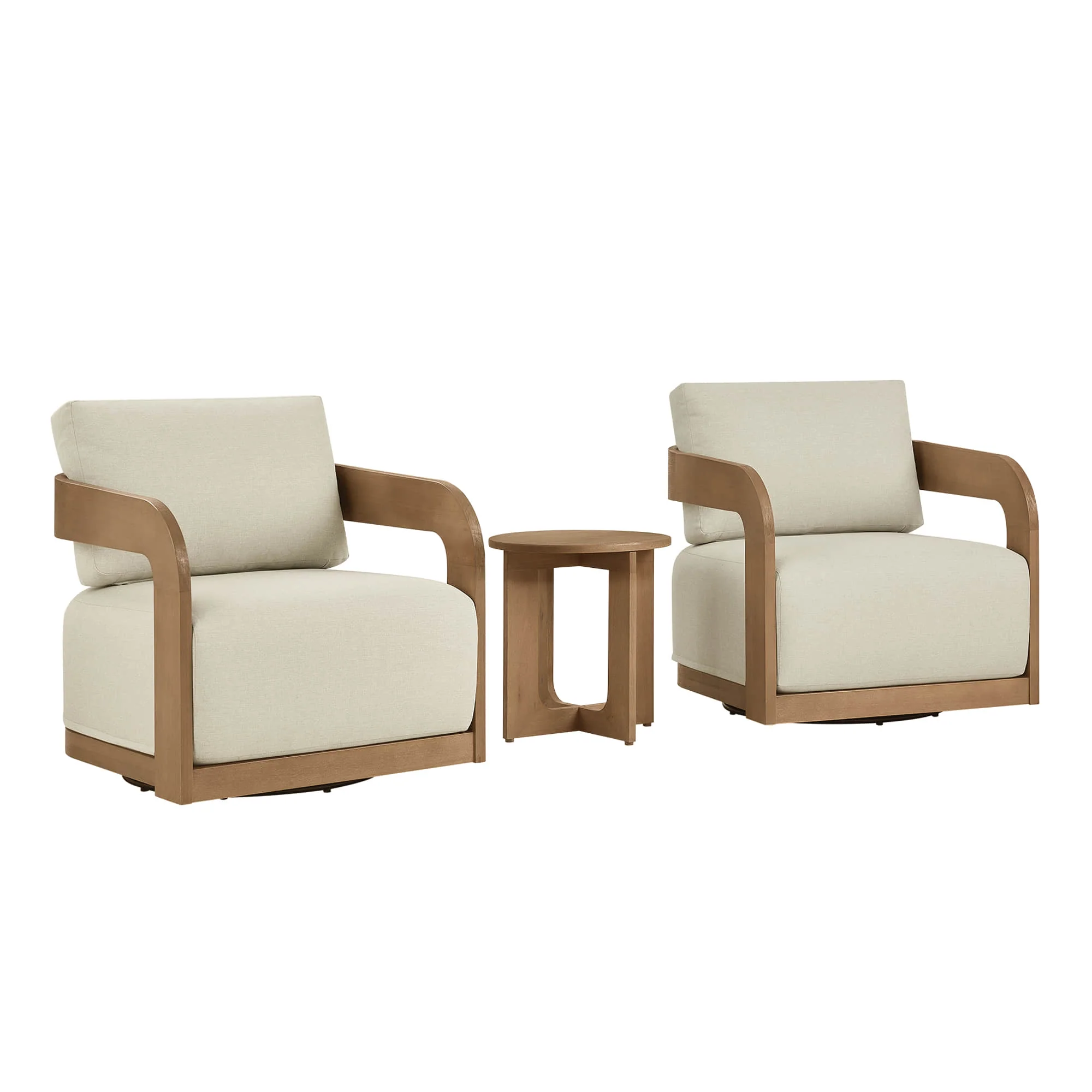 Emberly Modern Outdoor Eucalyptus Wood Swivel Bistro Set - Image 14