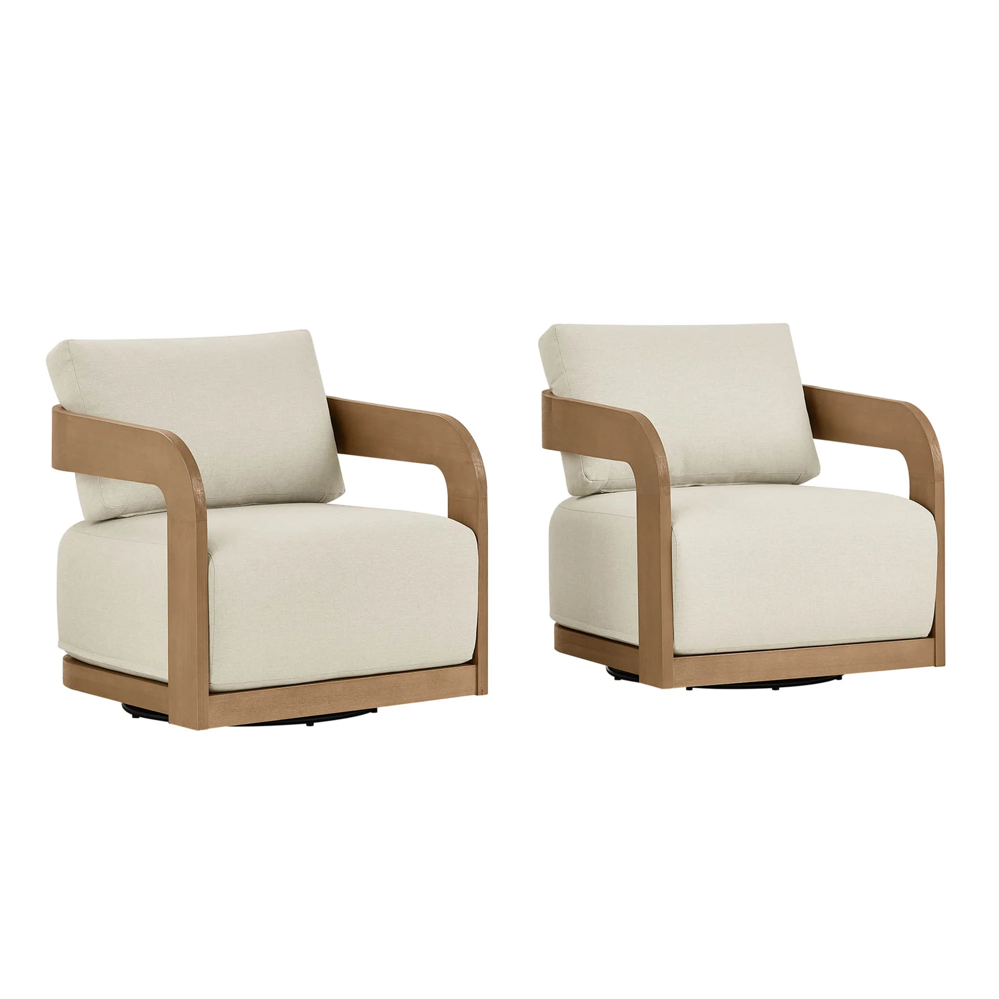 Emberly Modern Outdoor Eucalyptus Wood Swivel Chair - Image 10