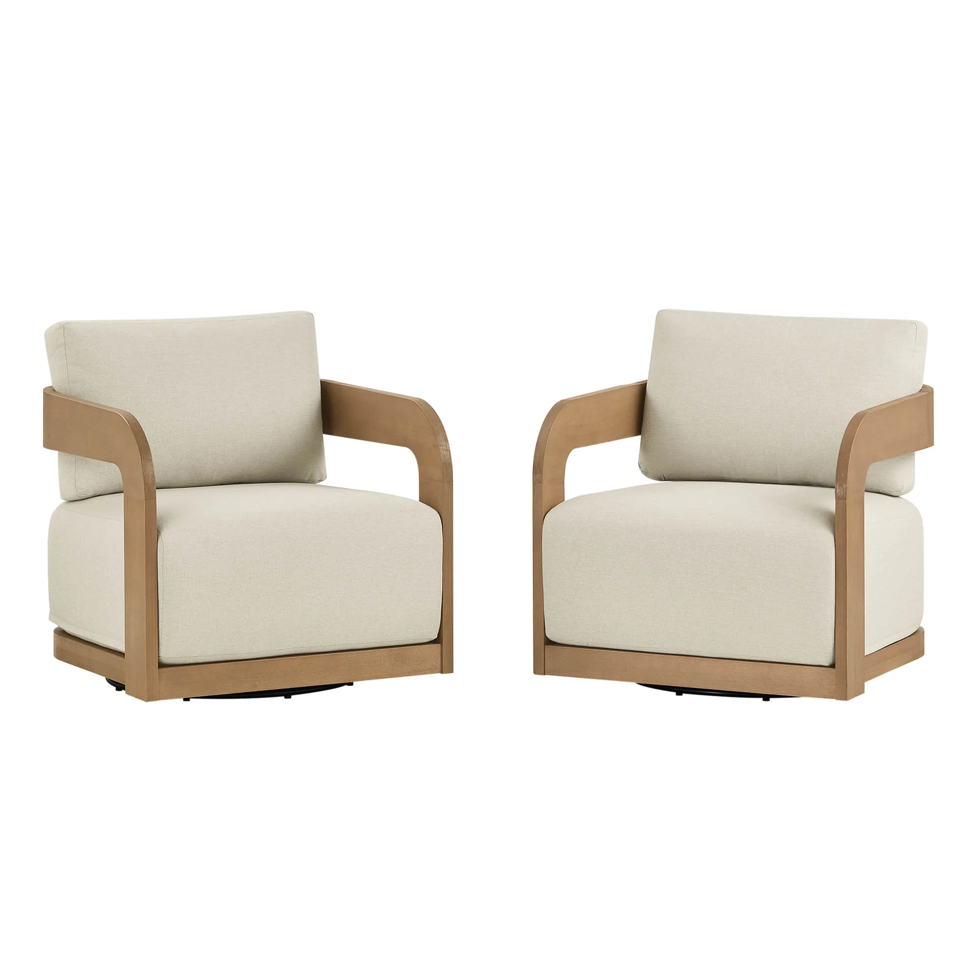 Emberly Modern Outdoor Eucalyptus Wood Swivel Chair - Image 12