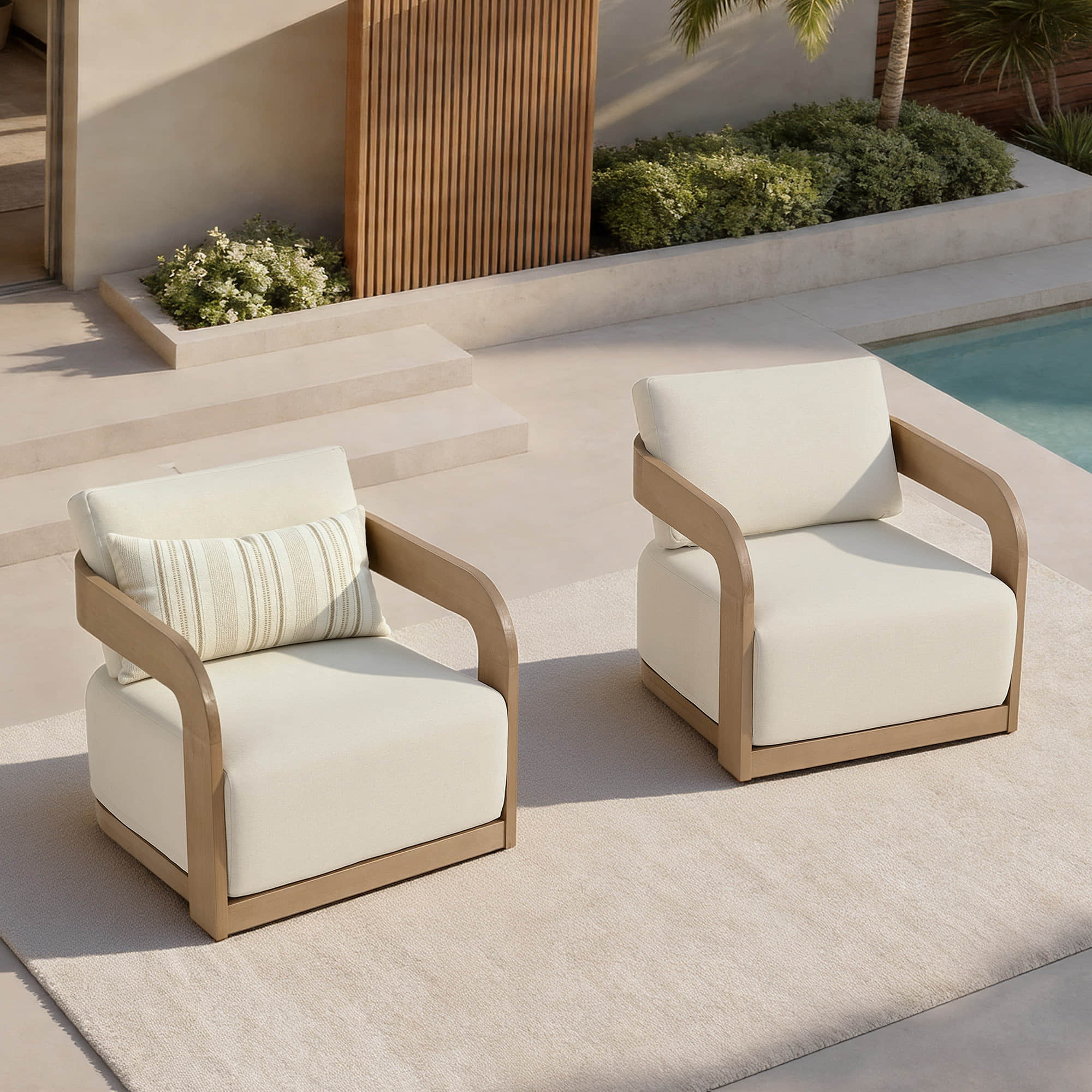 Emberly Modern Outdoor Eucalyptus Wood Swivel Chair - Image 5