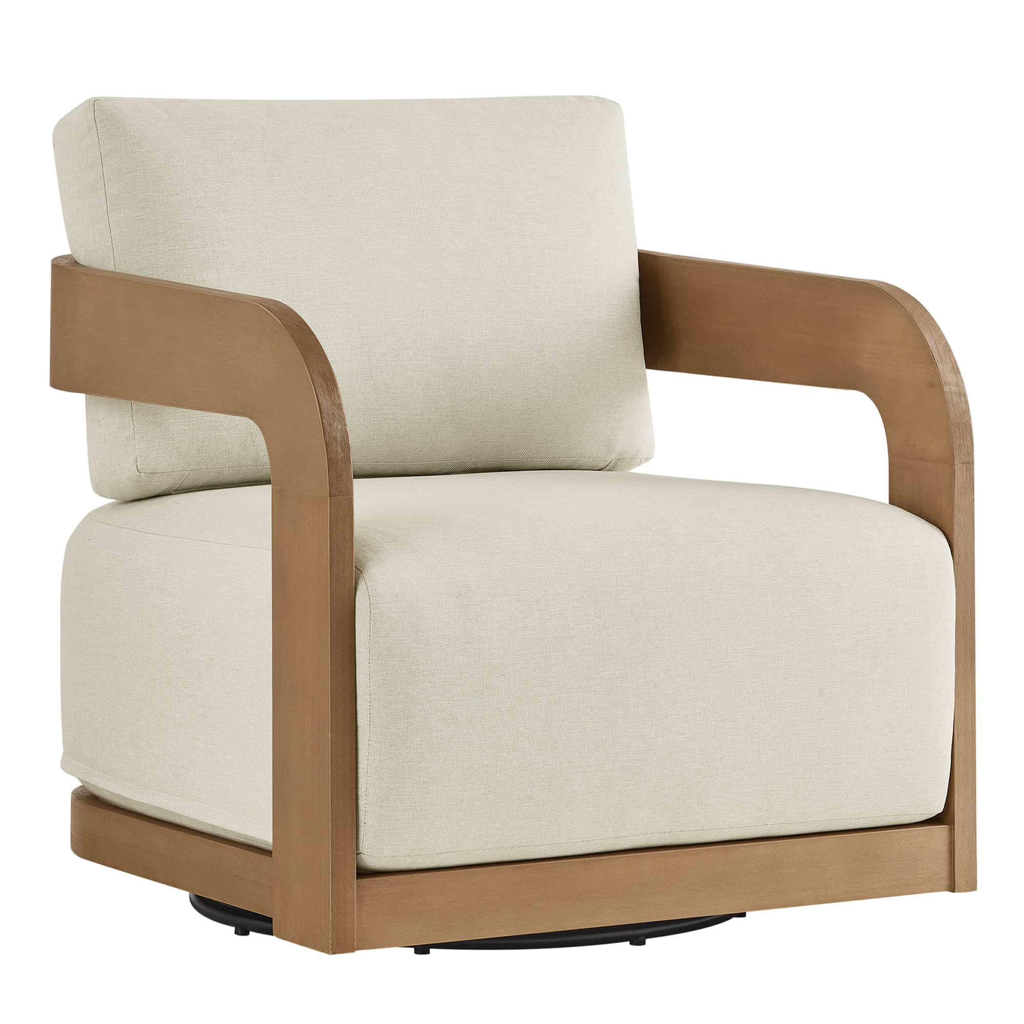 Emberly Modern Outdoor Eucalyptus Wood Swivel Chair - Image 7