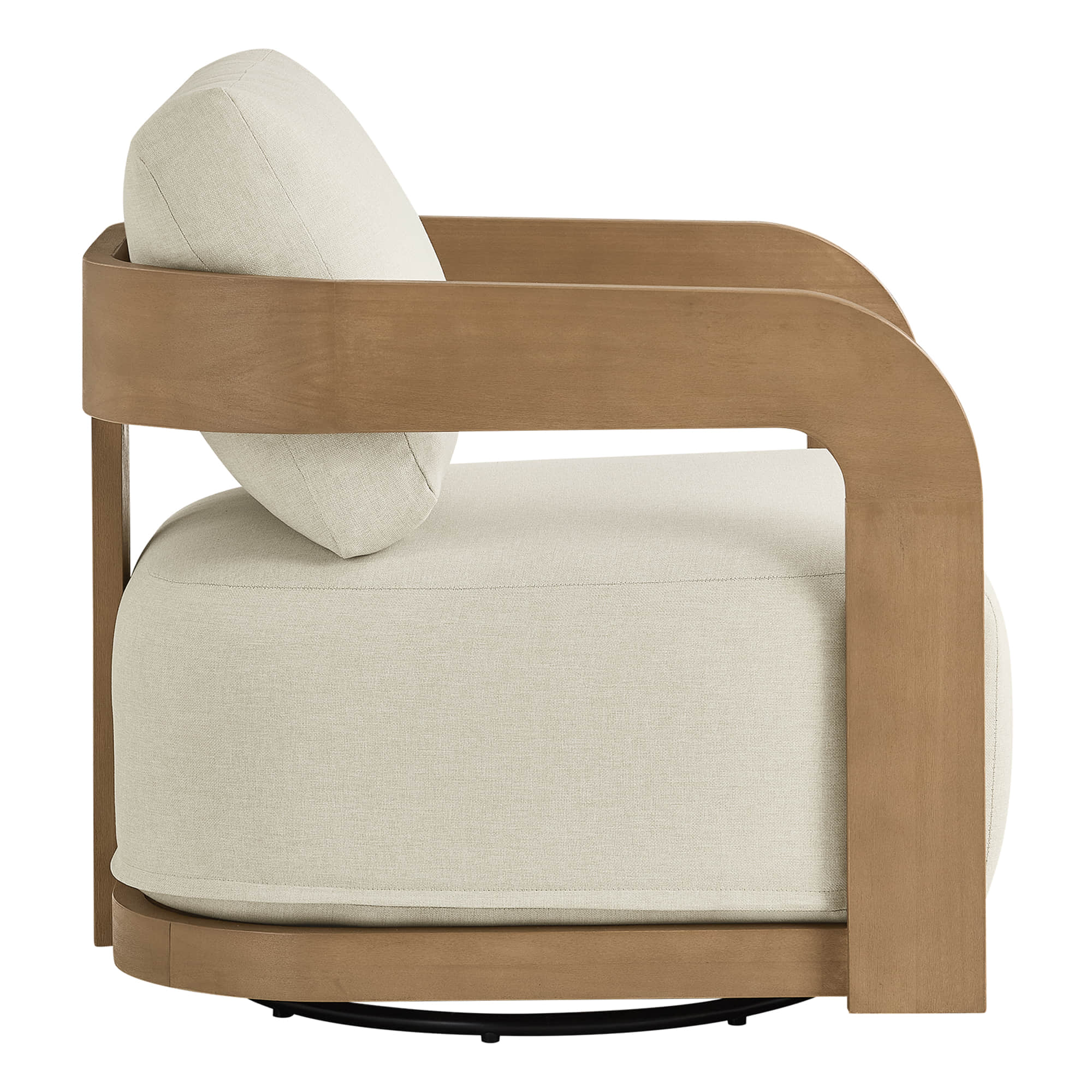 Emberly Modern Outdoor Eucalyptus Wood Swivel Chair - Image 9