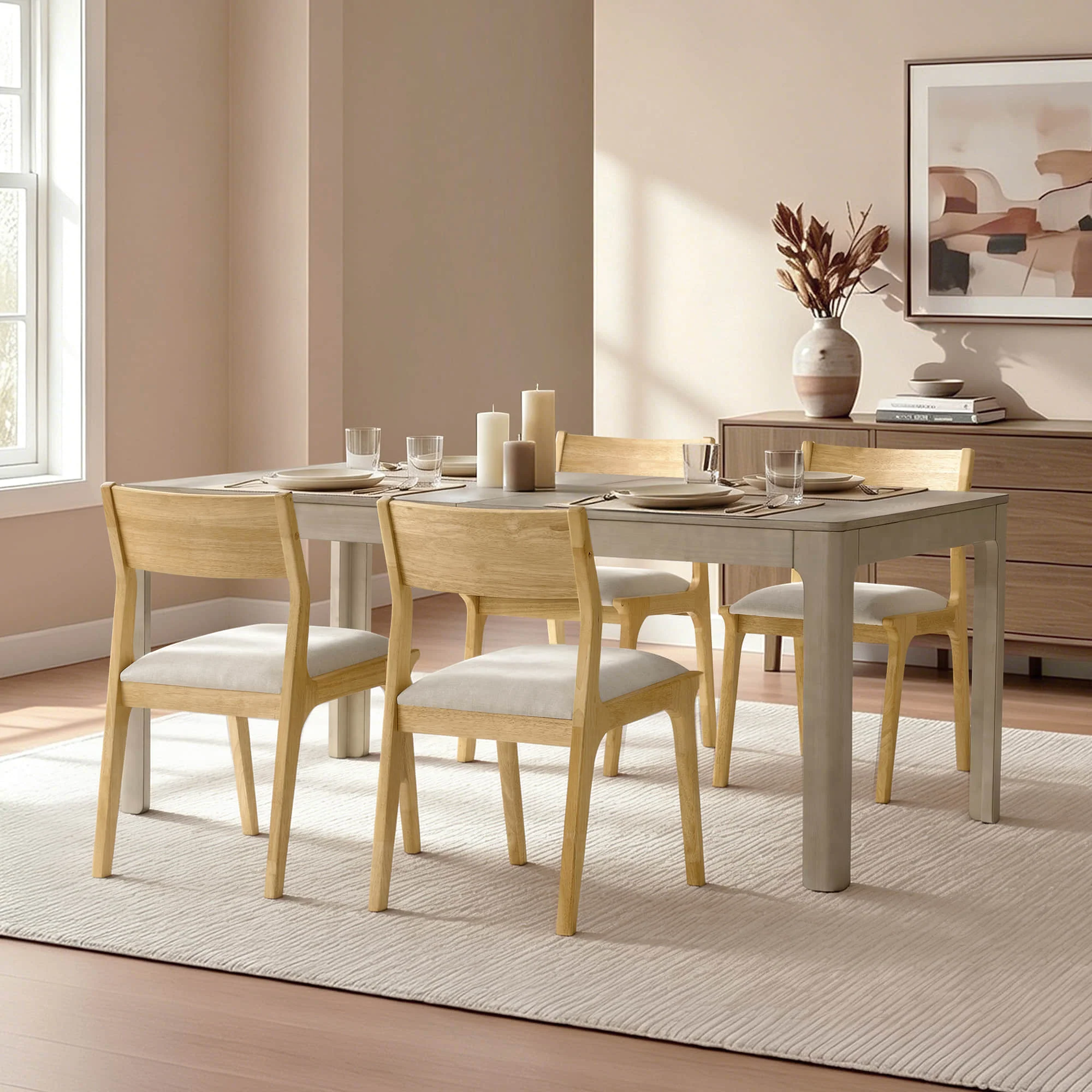 Everett Extendable Wood Dining Table, 70.9"-90.6" Set for 4-6