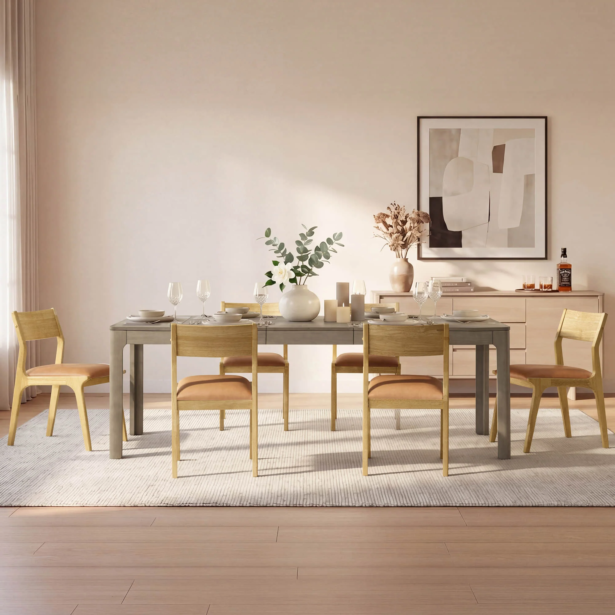 Everett Extendable Wood Dining Table, 70.9"-90.6" Set for 4-6 - Image 11