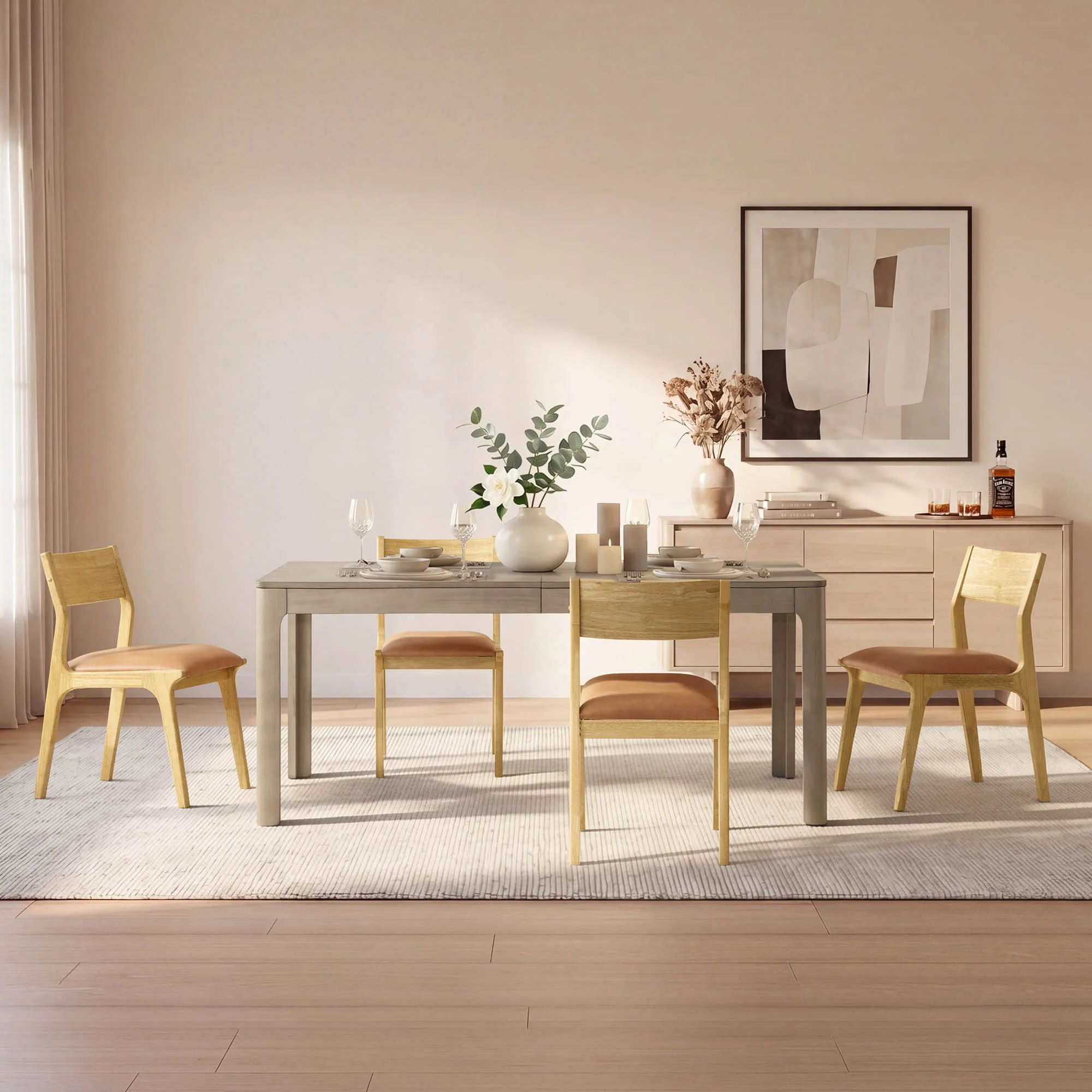 Everett Extendable Wood Dining Table, 70.9"-90.6" Set for 4-6 - Image 12