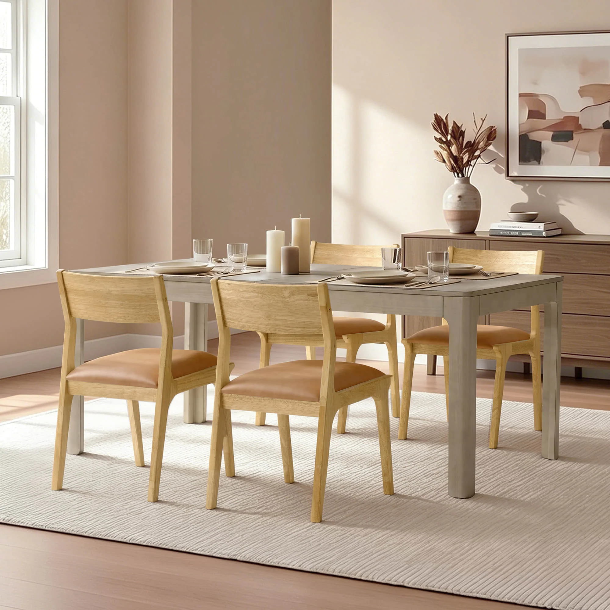 Everett Extendable Wood Dining Table, 70.9"-90.6" Set for 4-6 - Image 13