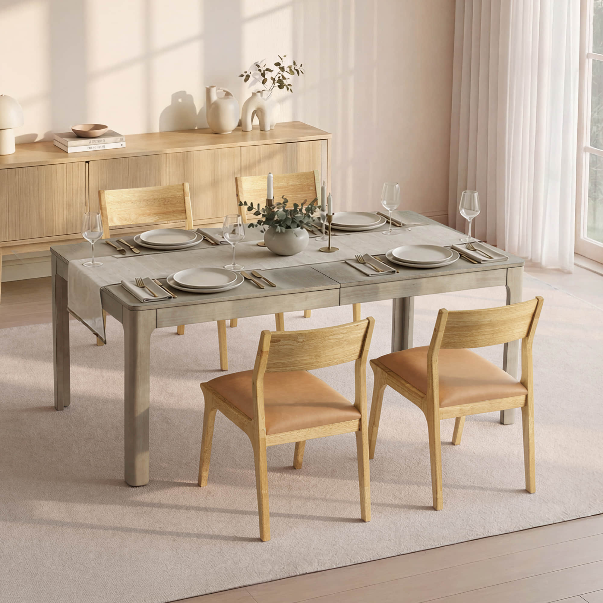 Everett Extendable Wood Dining Table, 70.9"-90.6" Set for 4-6 - Image 14
