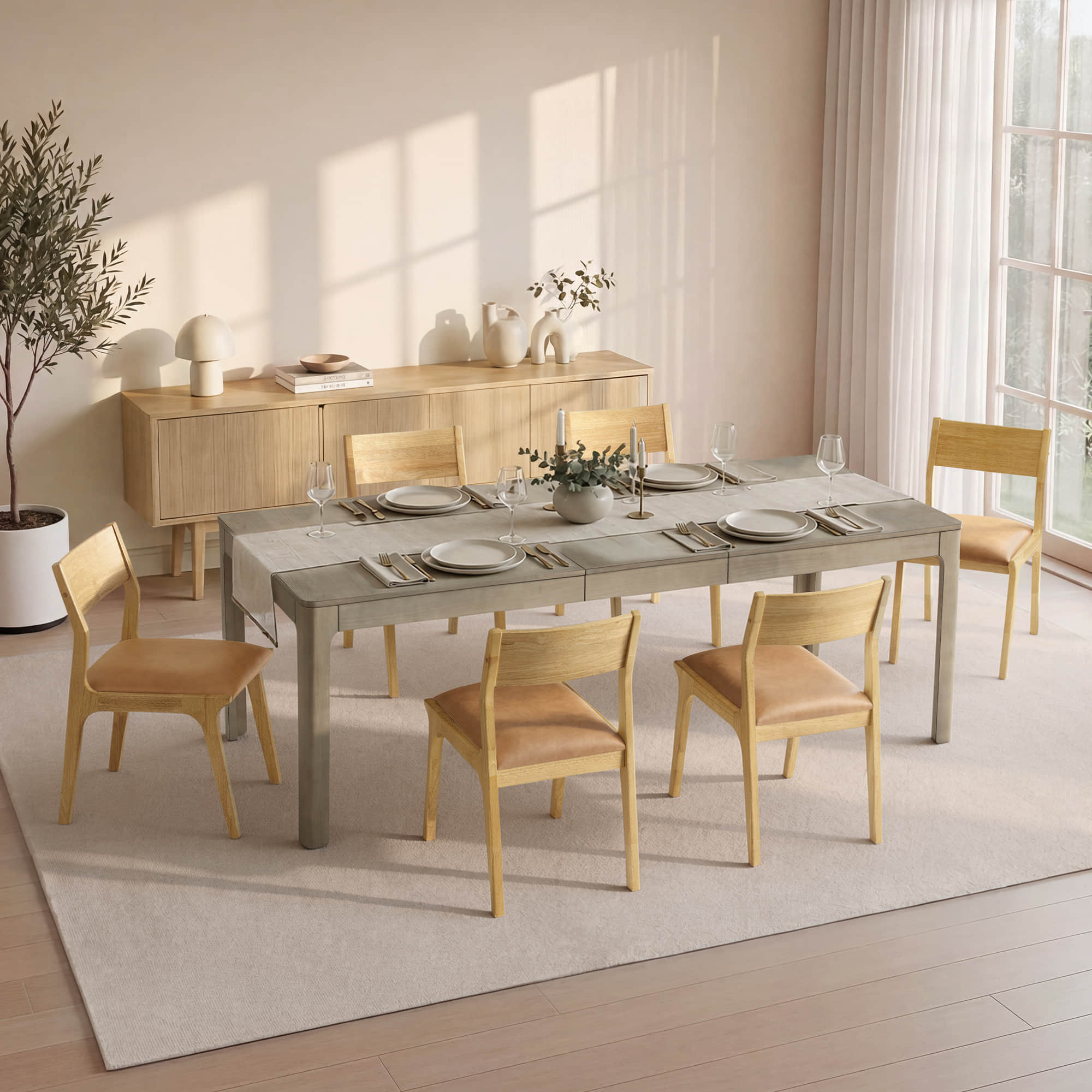 Everett Extendable Wood Dining Table, 70.9"-90.6" Set for 4-6 - Image 15