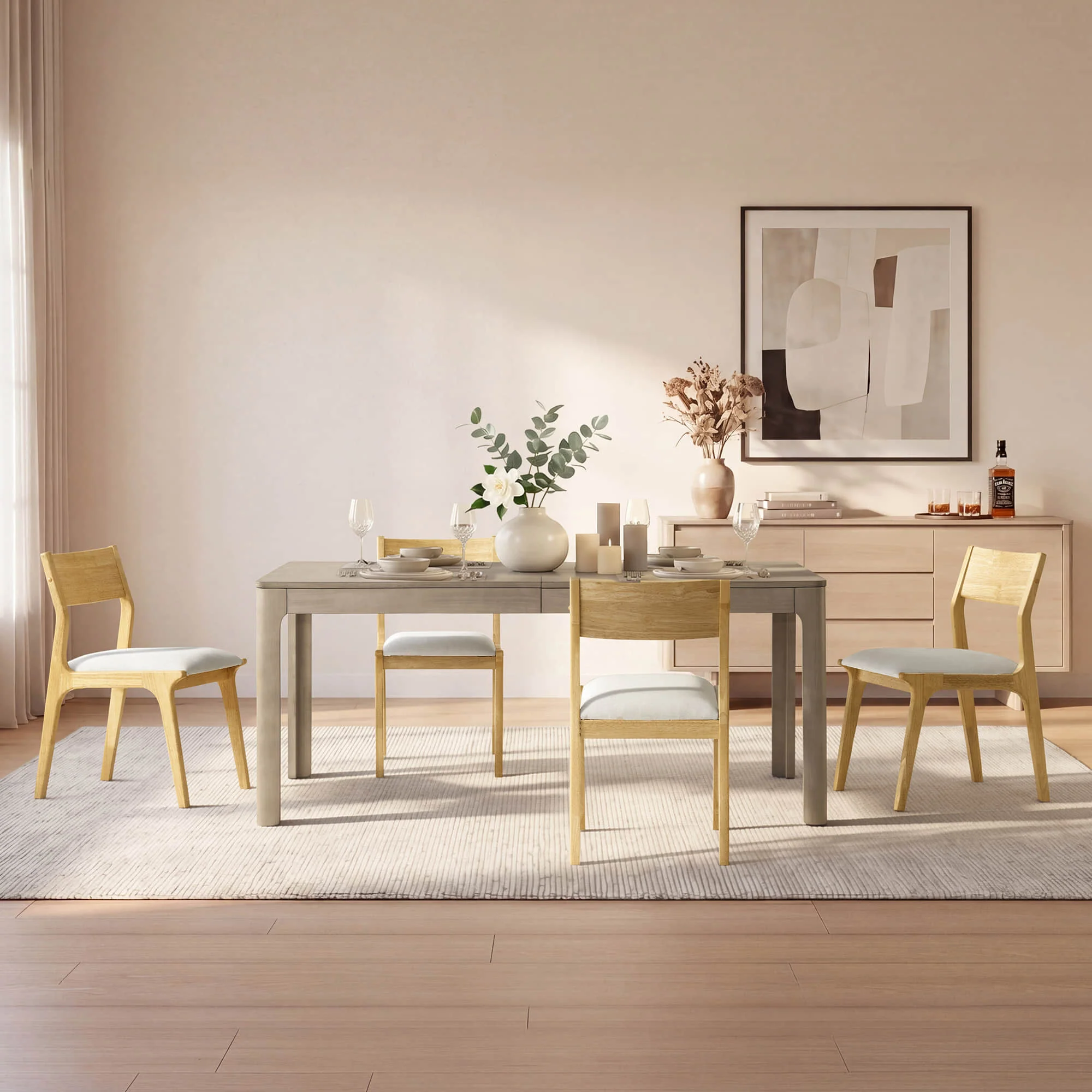 Everett Extendable Wood Dining Table, 70.9"-90.6" Set for 4-6 - Image 4