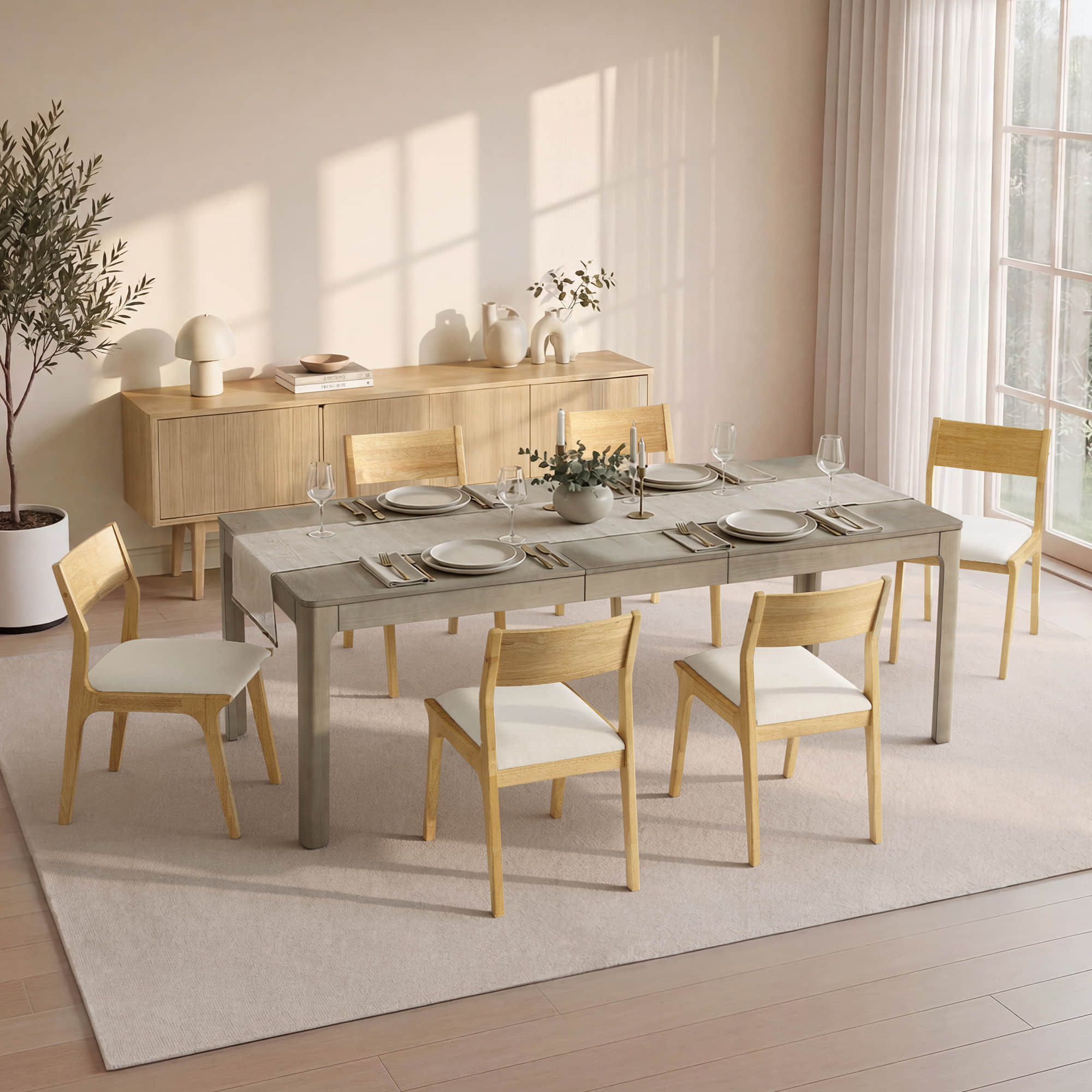 Everett Extendable Wood Dining Table, 70.9"-90.6" Set for 4-6 - Image 6
