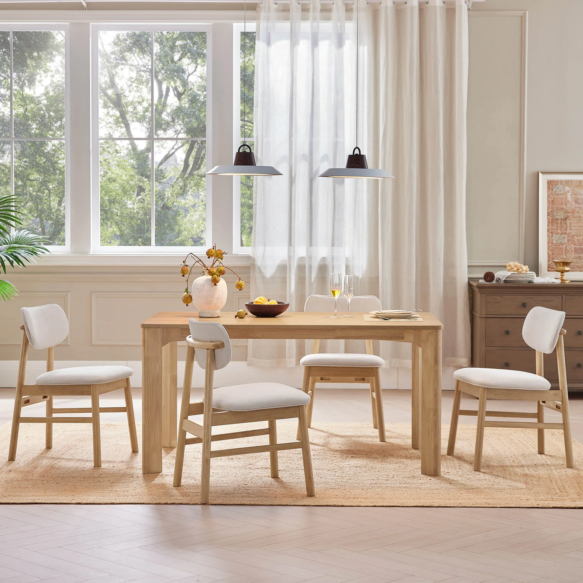 Everett Modern Rectangular Wood Dining Table for 4 - Image 7
