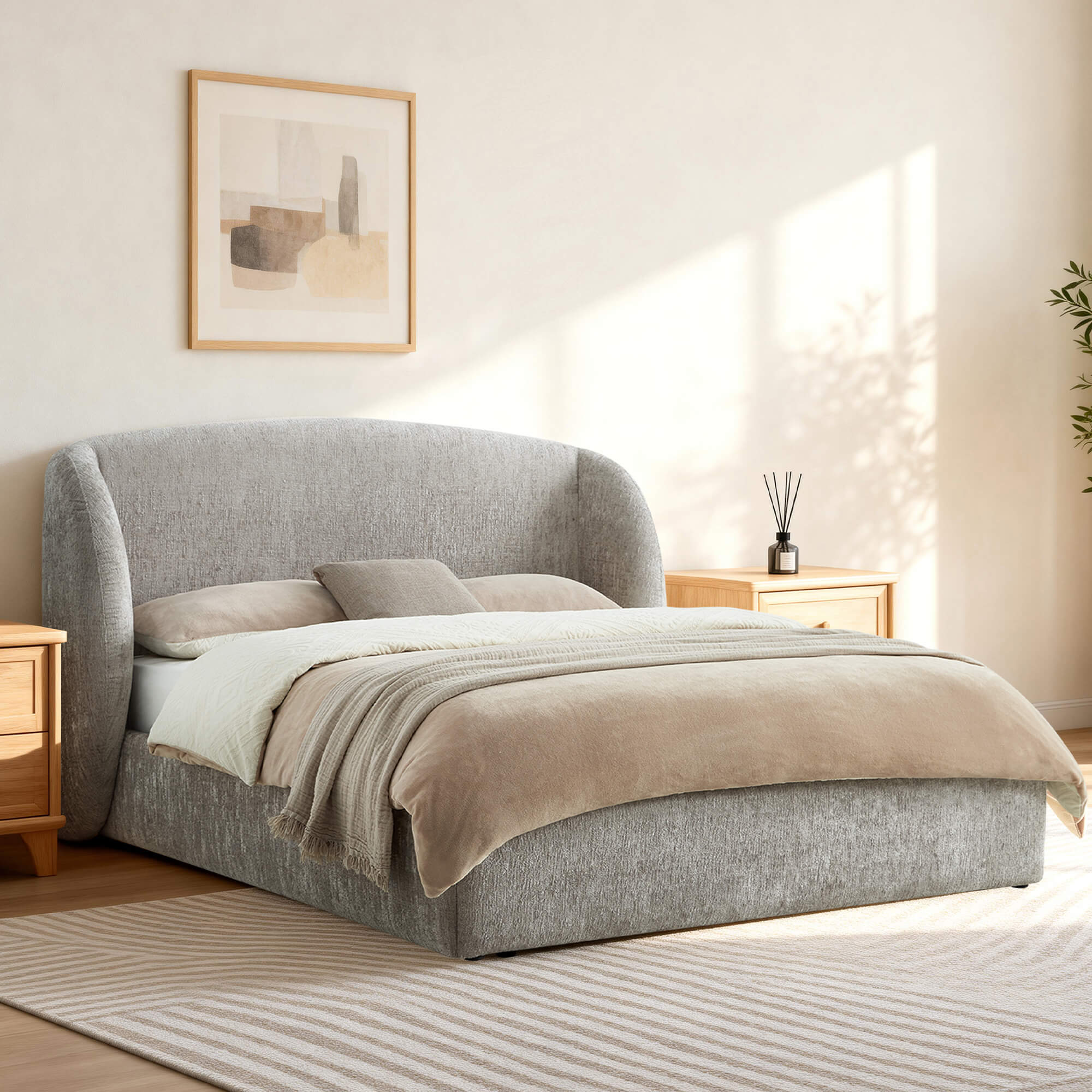 Evie Wingback Upholstered Storage Platform Bed - Image 7