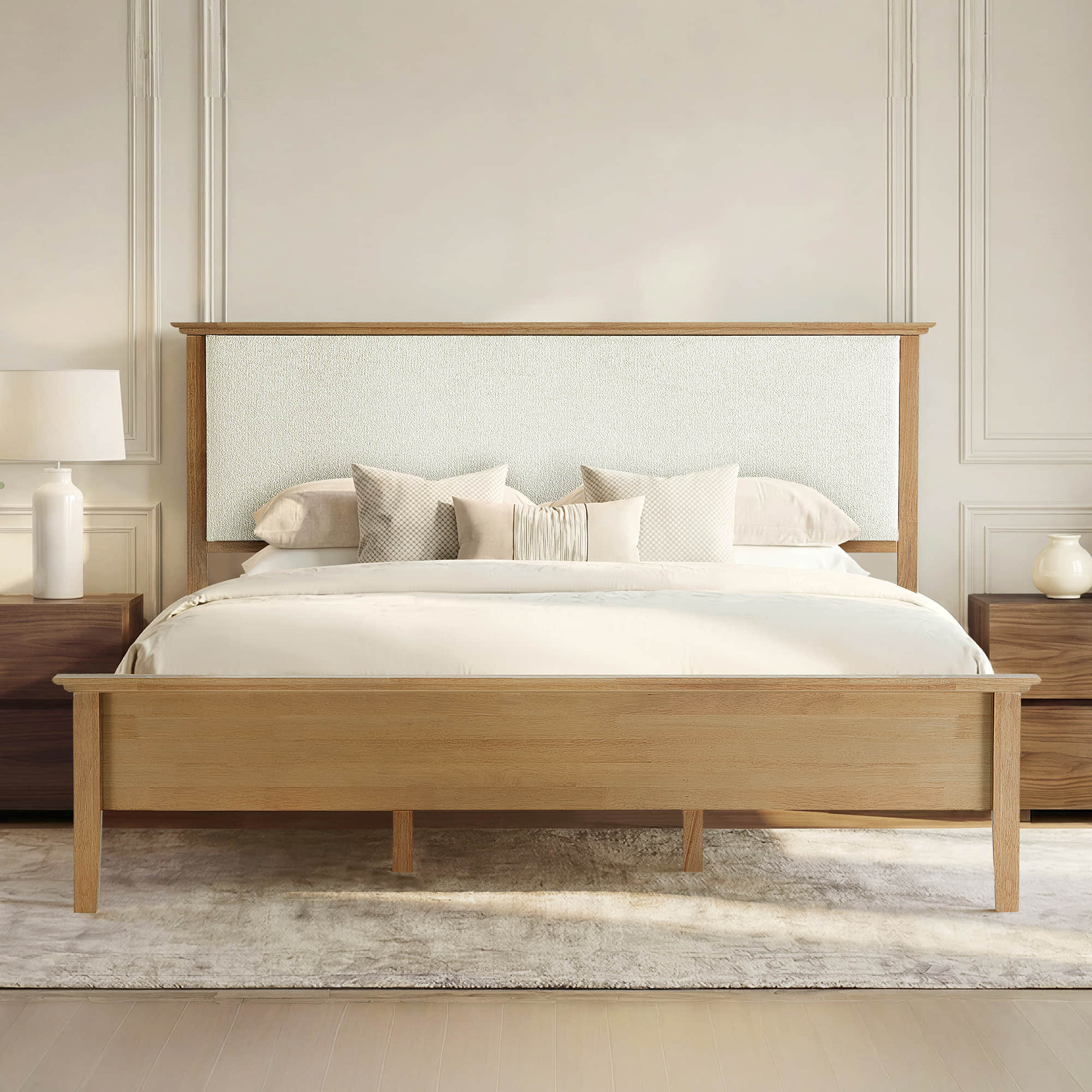 Ezra Mid-Century Boucle Platform Bed - Image 2