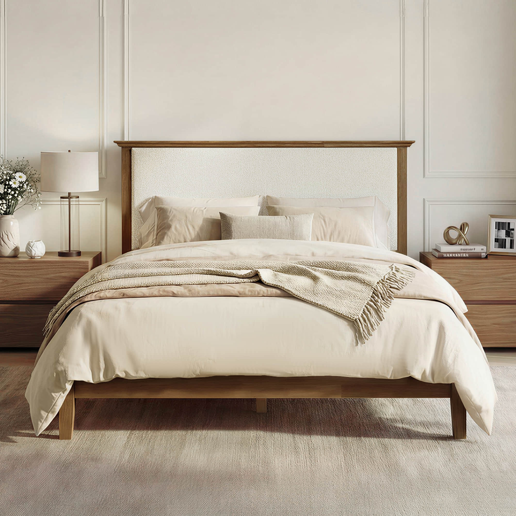 Ezra Mid-Century Boucle Platform Bed - Image 3