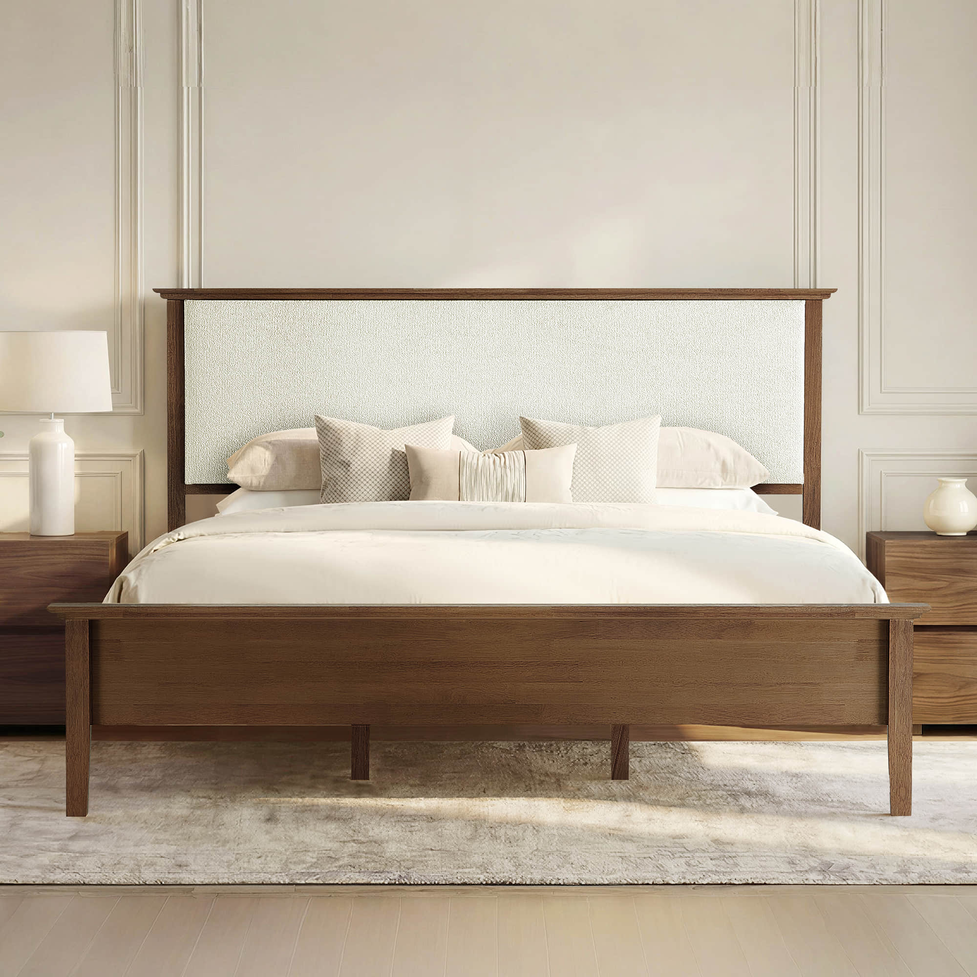 Ezra Mid-Century Boucle Platform Bed - Image 8