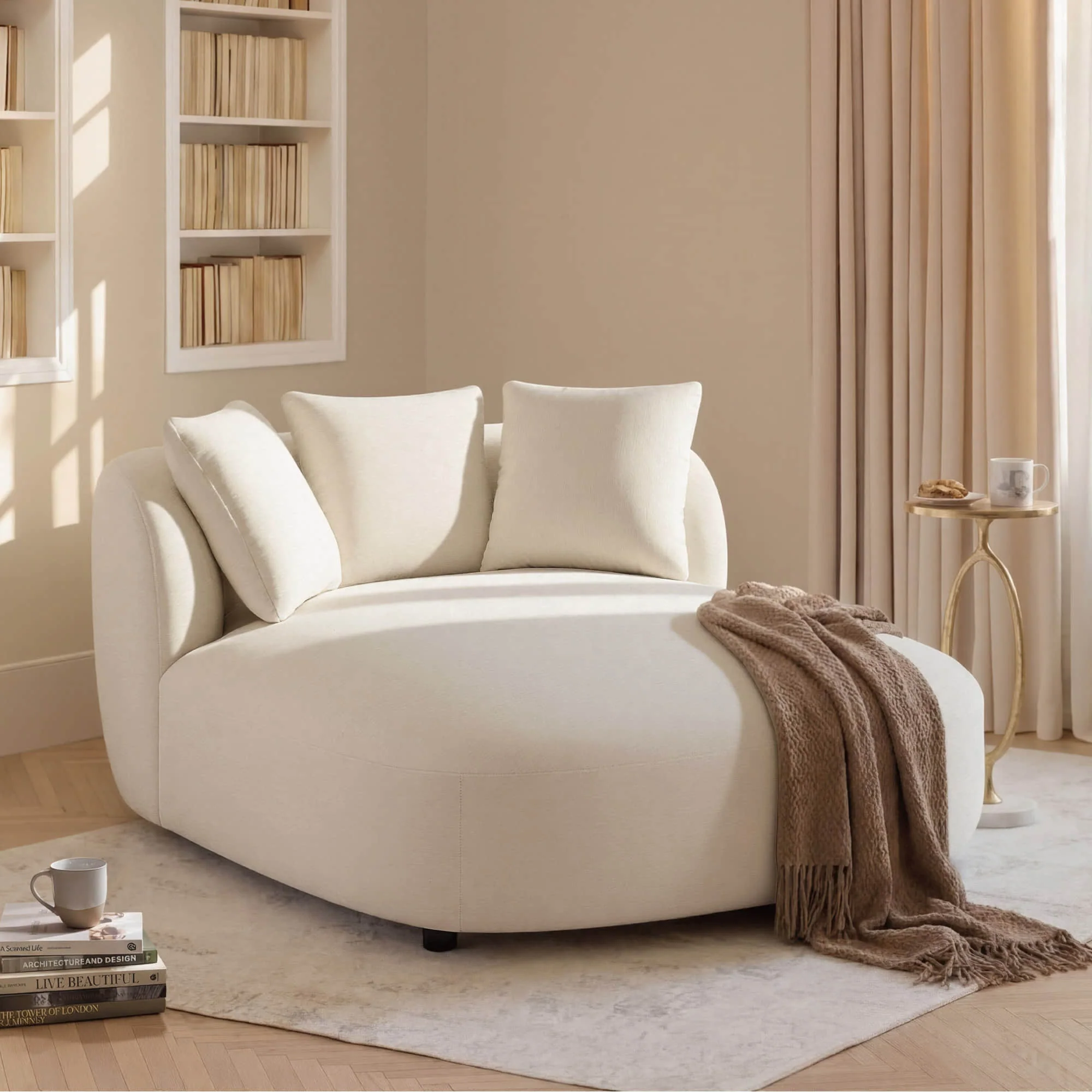 Gabriel Modern Curved Chaise Lounge Accent Chair - Image 6
