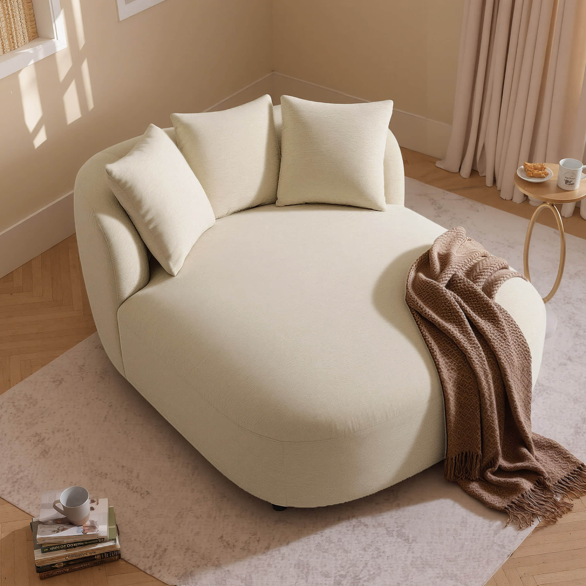 Gabriel Modern Curved Chaise Lounge Accent Chair - Image 7