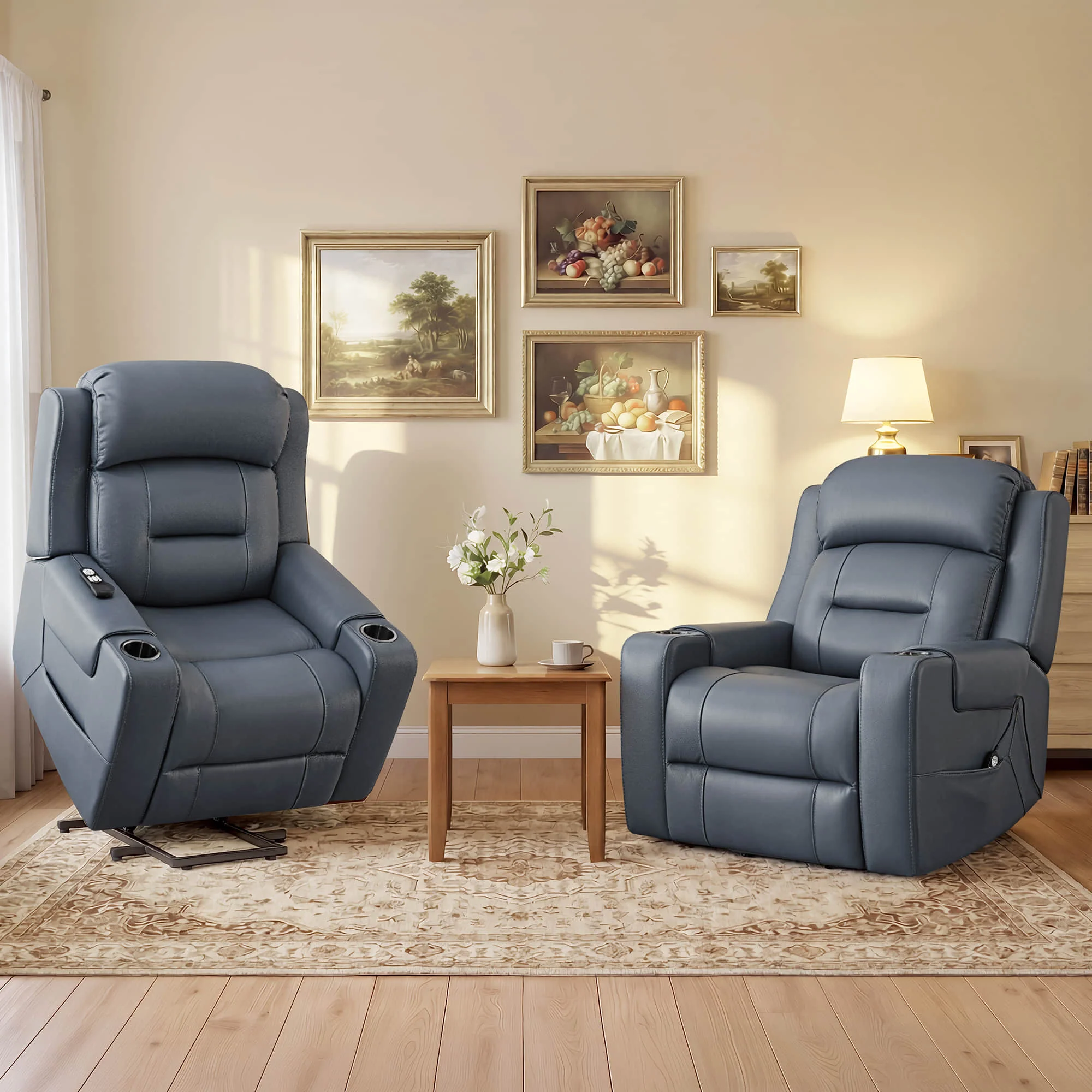 Garrison Genuine Leather Power Massage & Heat Recliner Lift Chair - Image 49