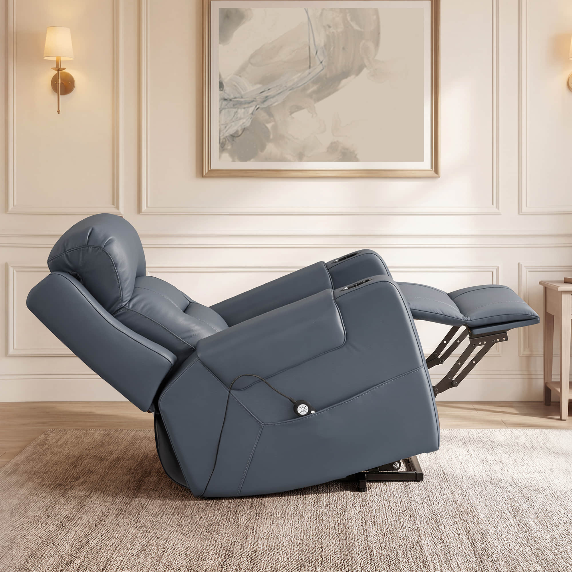 Garrison Genuine Leather Power Massage & Heat Recliner Lift Chair - Image 50