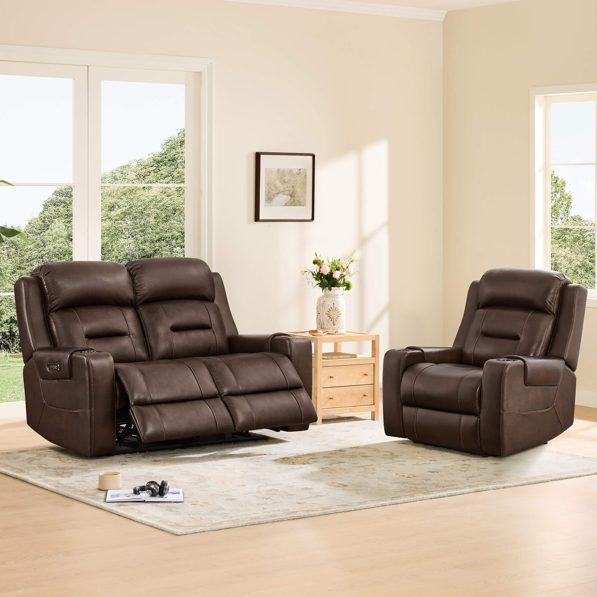 Garrison Handcraft Dual Motor Reclining Sofa with Power Headrest - Image 17