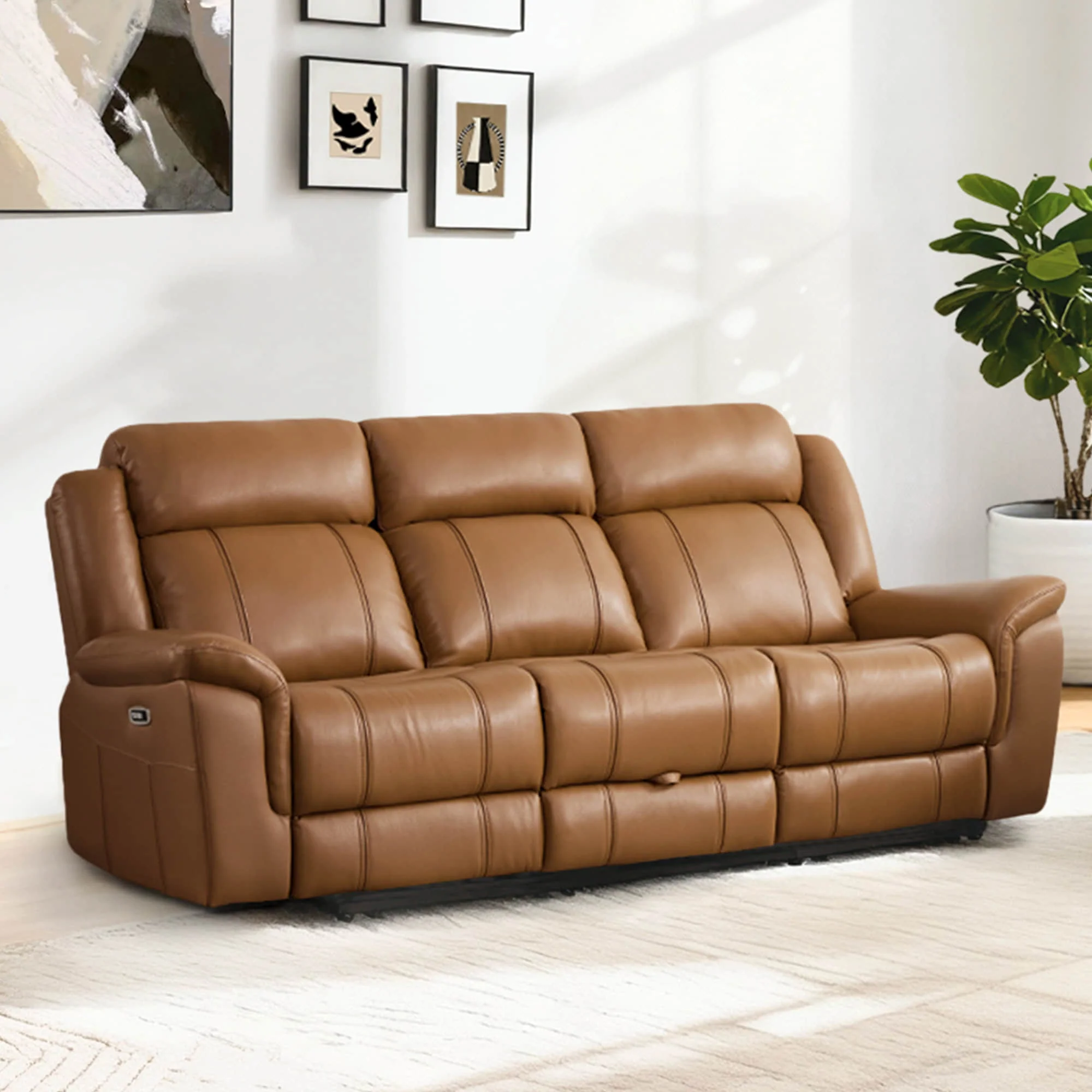 Grady Genuine Leather Power Reclining Sofa with Flip-Down Tabletop - Image 10