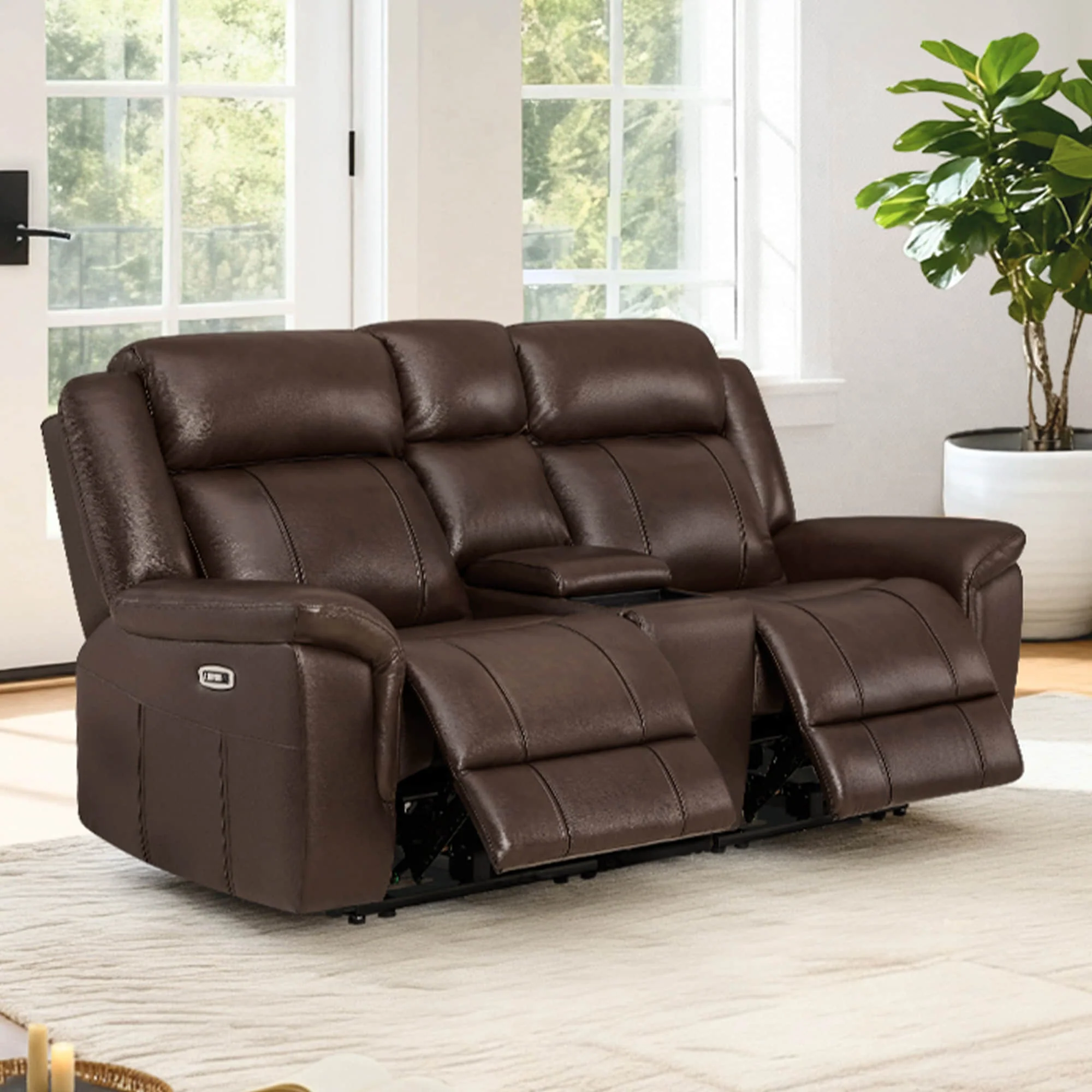 Grady Genuine Leather Power Reclining Sofa with Flip-Down Tabletop - Image 15