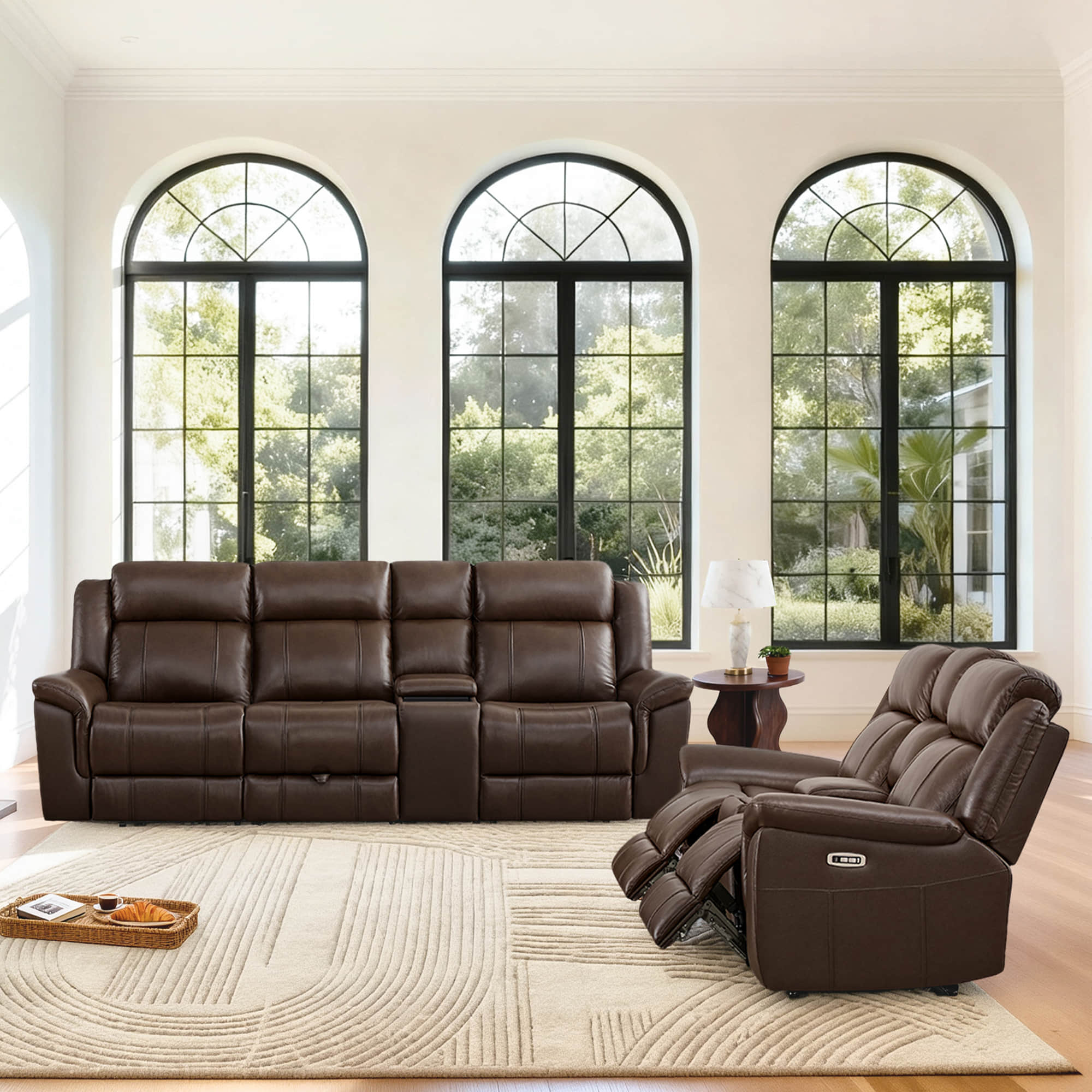 Grady Genuine Leather Power Reclining Sofa with Flip-Down Tabletop - Image 17
