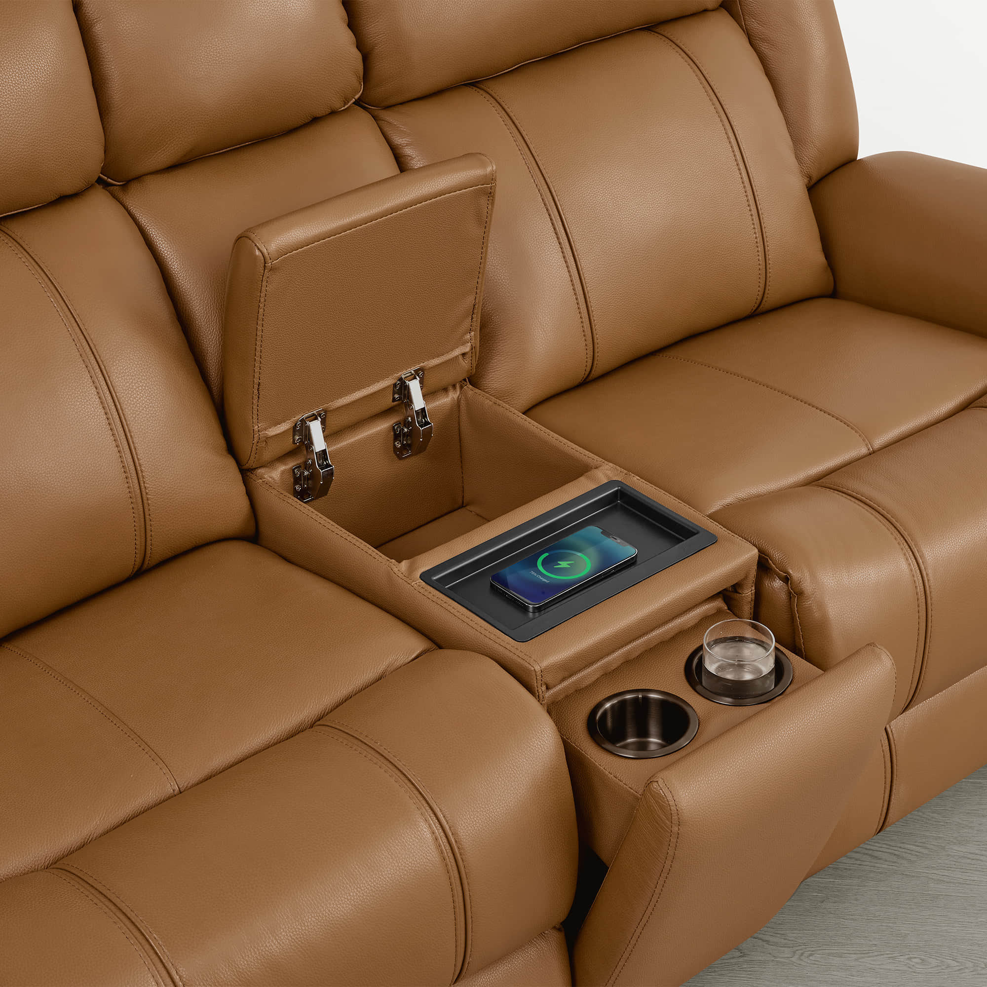 Grady Genuine Leather Power Reclining Sofa with Flip-Down Tabletop - Image 51