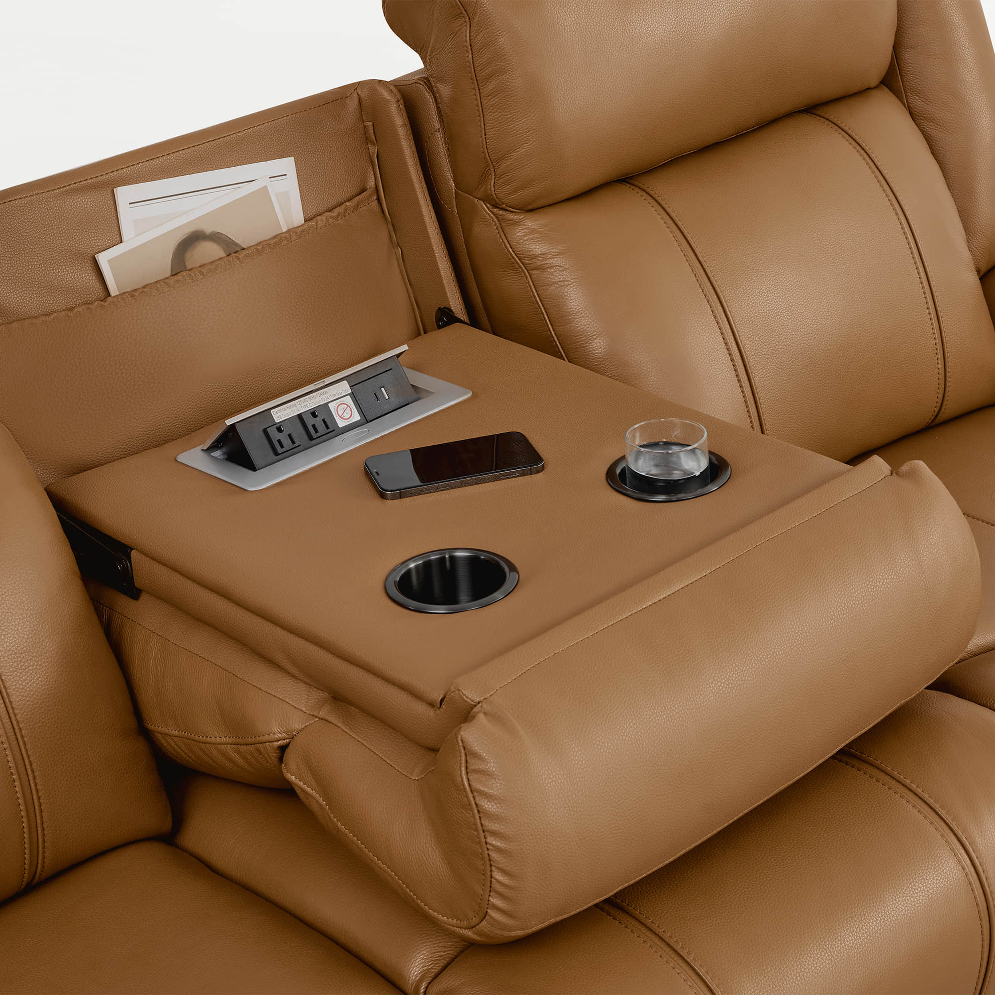 Grady Genuine Leather Power Reclining Sofa with Flip-Down Tabletop - Image 52