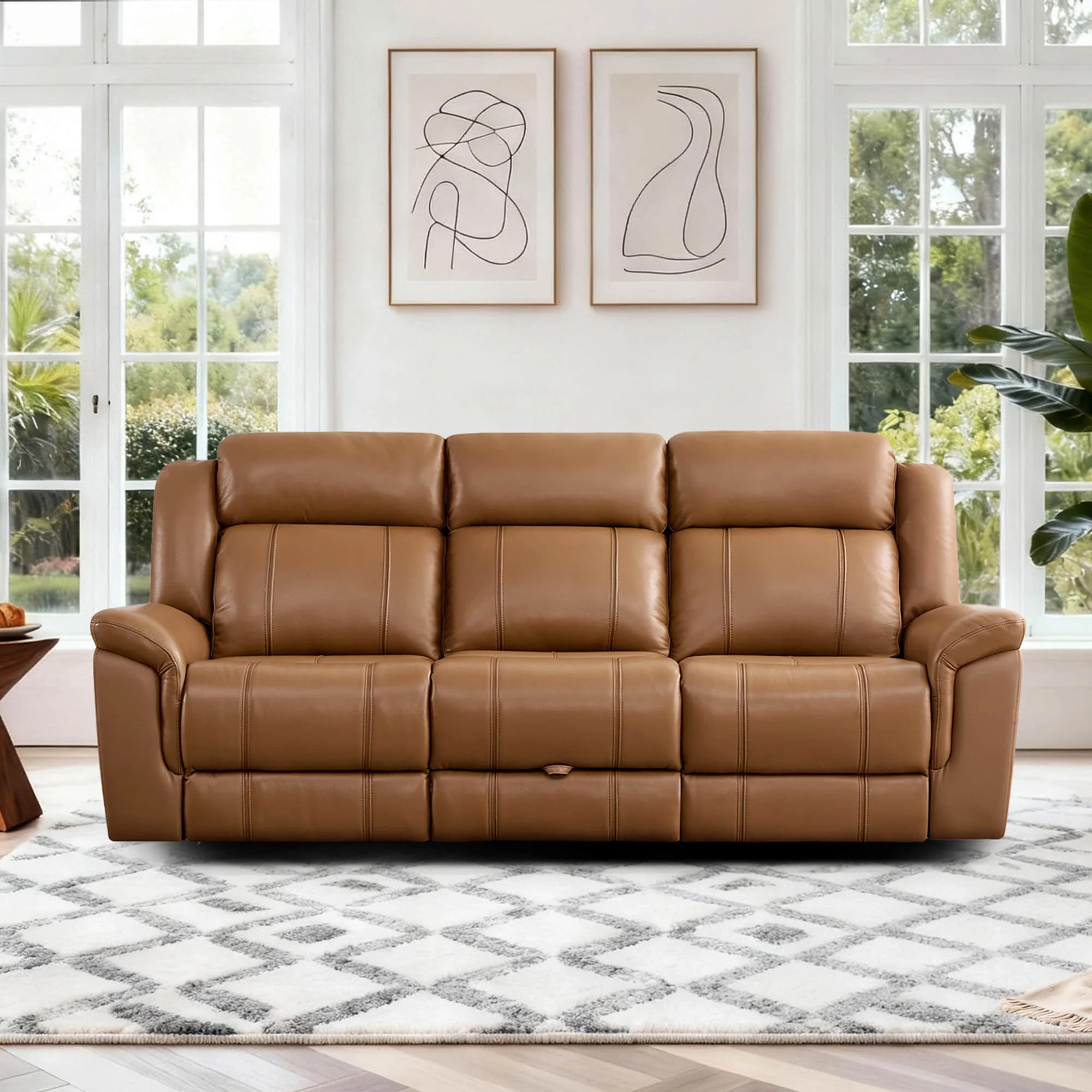 Grady Genuine Leather Power Reclining Sofa with Flip-Down Tabletop - Image 6