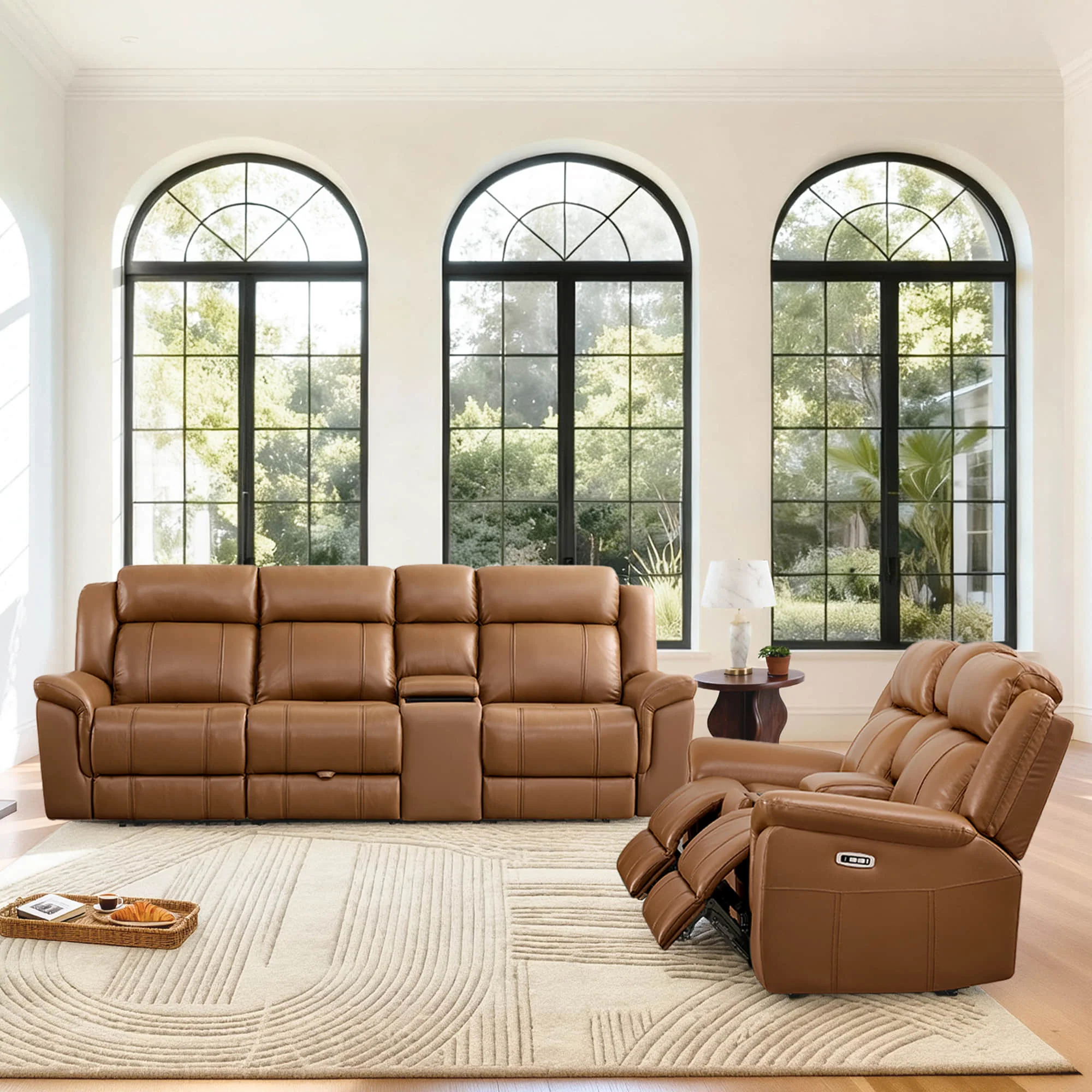 Grady Genuine Leather Power Reclining Sofa with Flip-Down Tabletop - Image 7