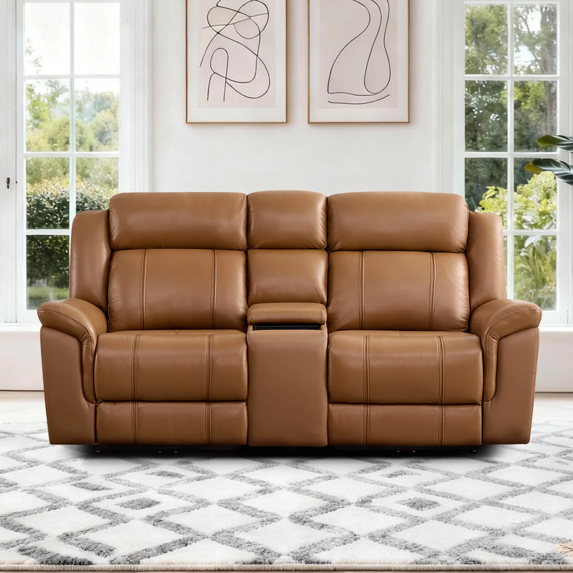 Grady Genuine Leather Power Reclining Sofa with Flip-Down Tabletop - Image 8