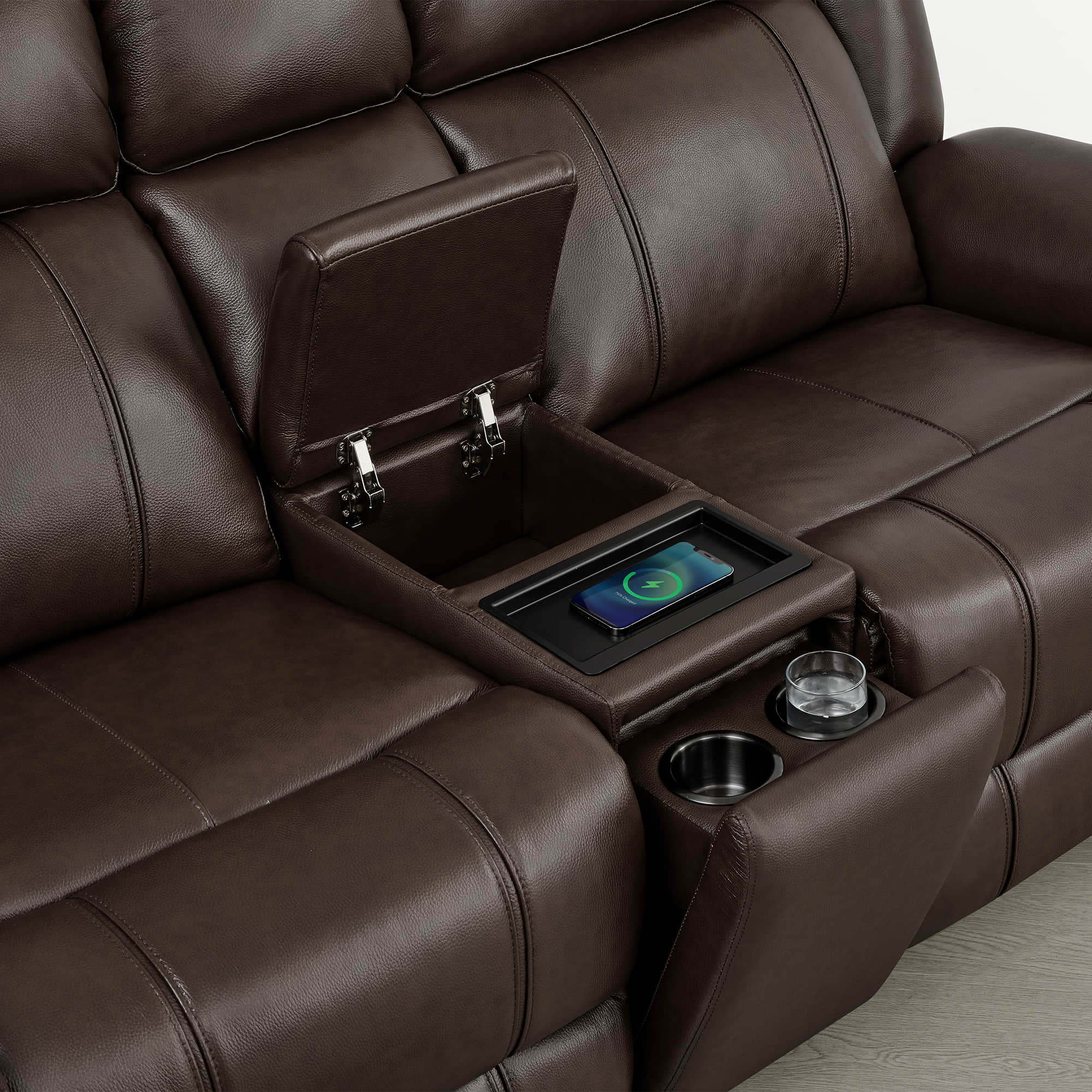 Grady Genuine Leather Power Reclining Sofa with Flip-Down Tabletop - Image 87