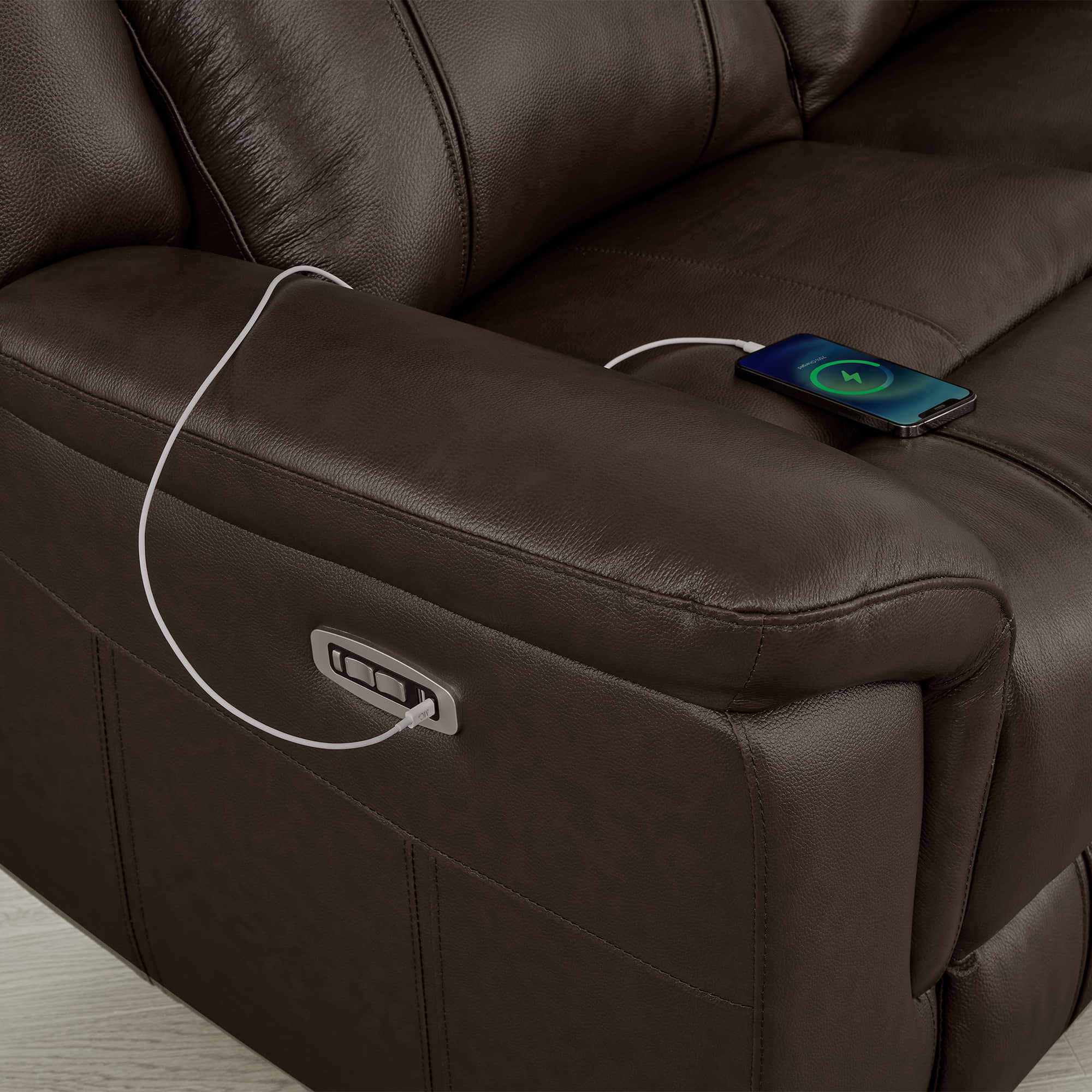 Grady Genuine Leather Power Reclining Sofa with Flip-Down Tabletop - Image 90