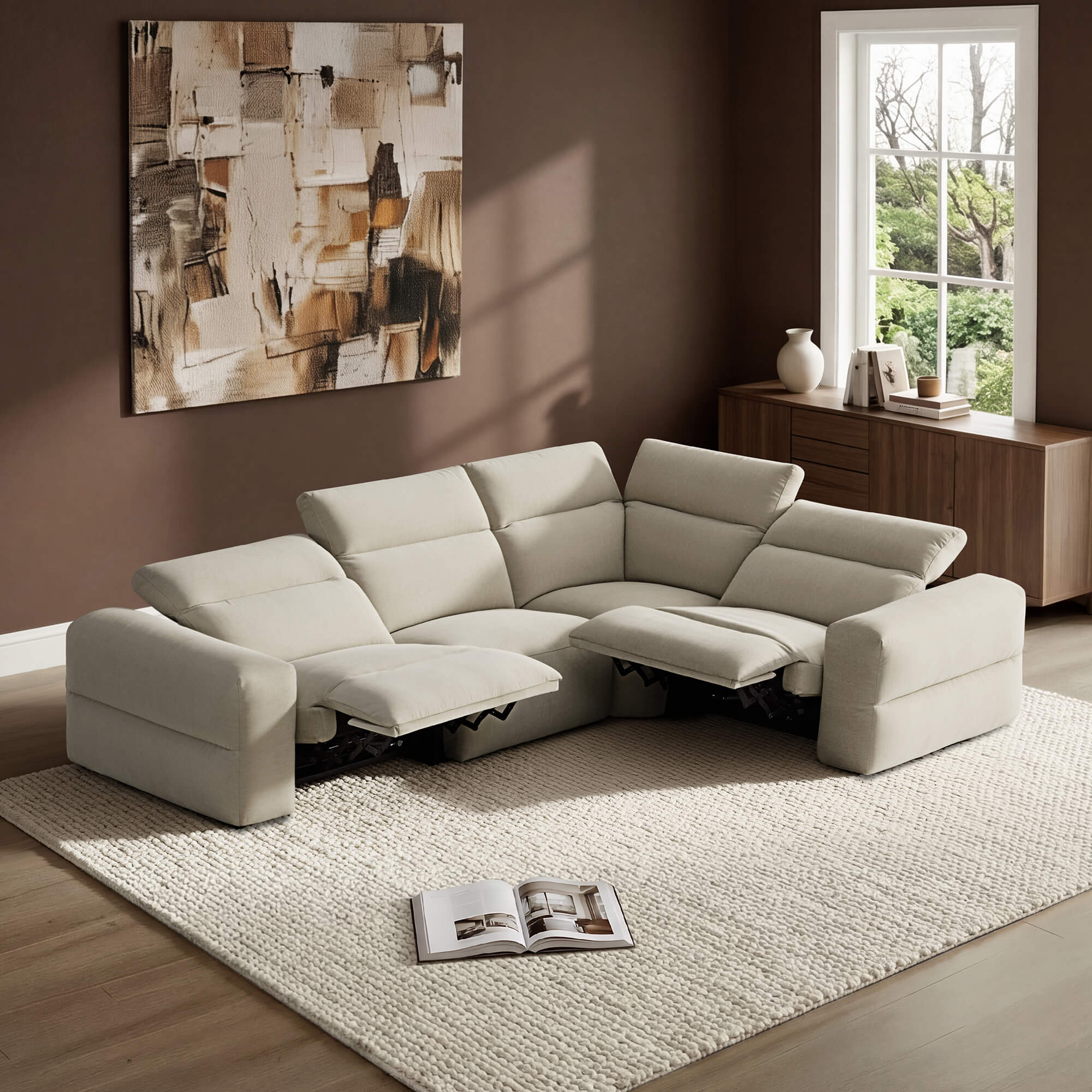 Haley Buttery-Soft 4-Seat Modular Power Reclining Sofa with Power Headrests - Image 4