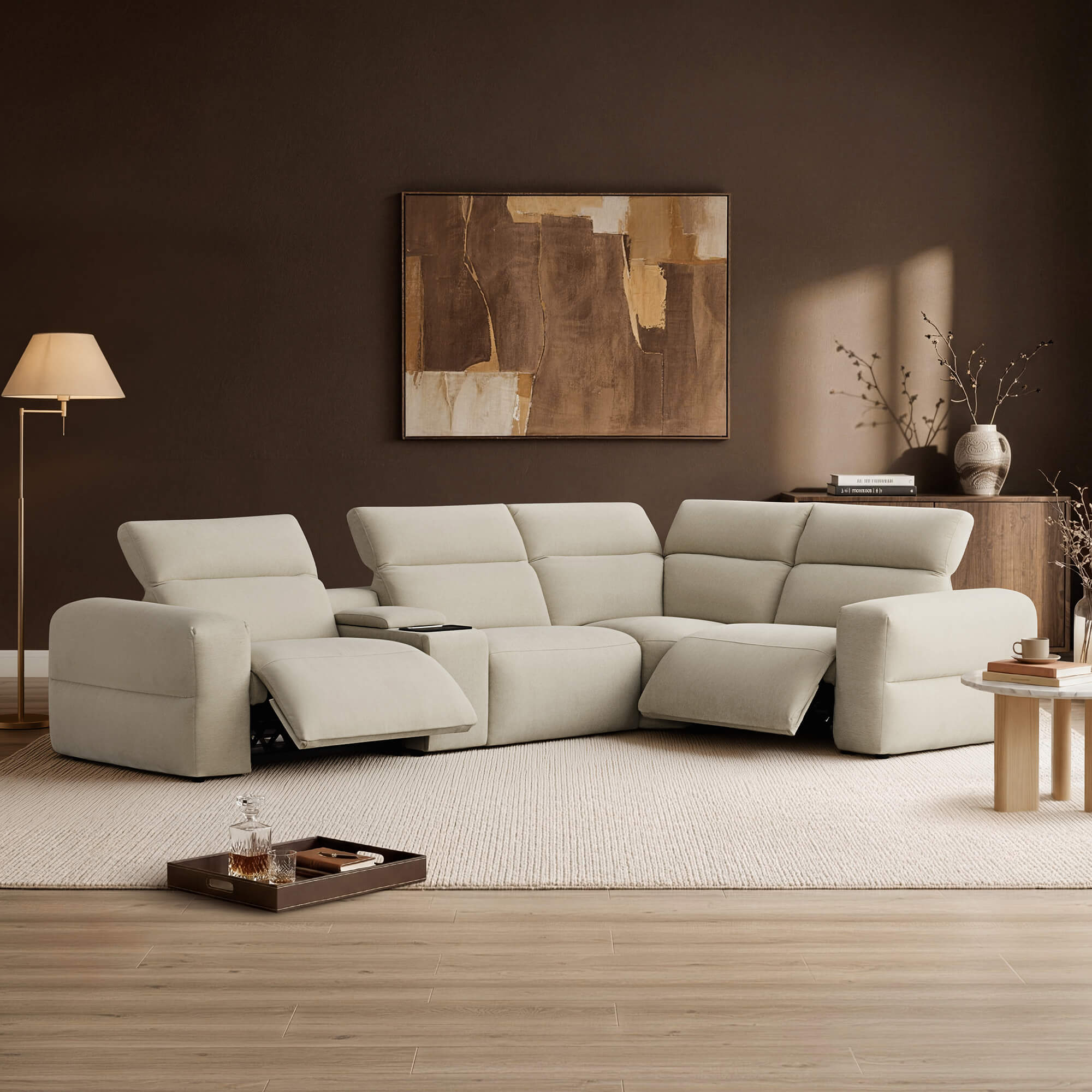 Haley Buttery-Soft 4-Seat Modular Power Reclining Sofa with Power Headrests - Image 5