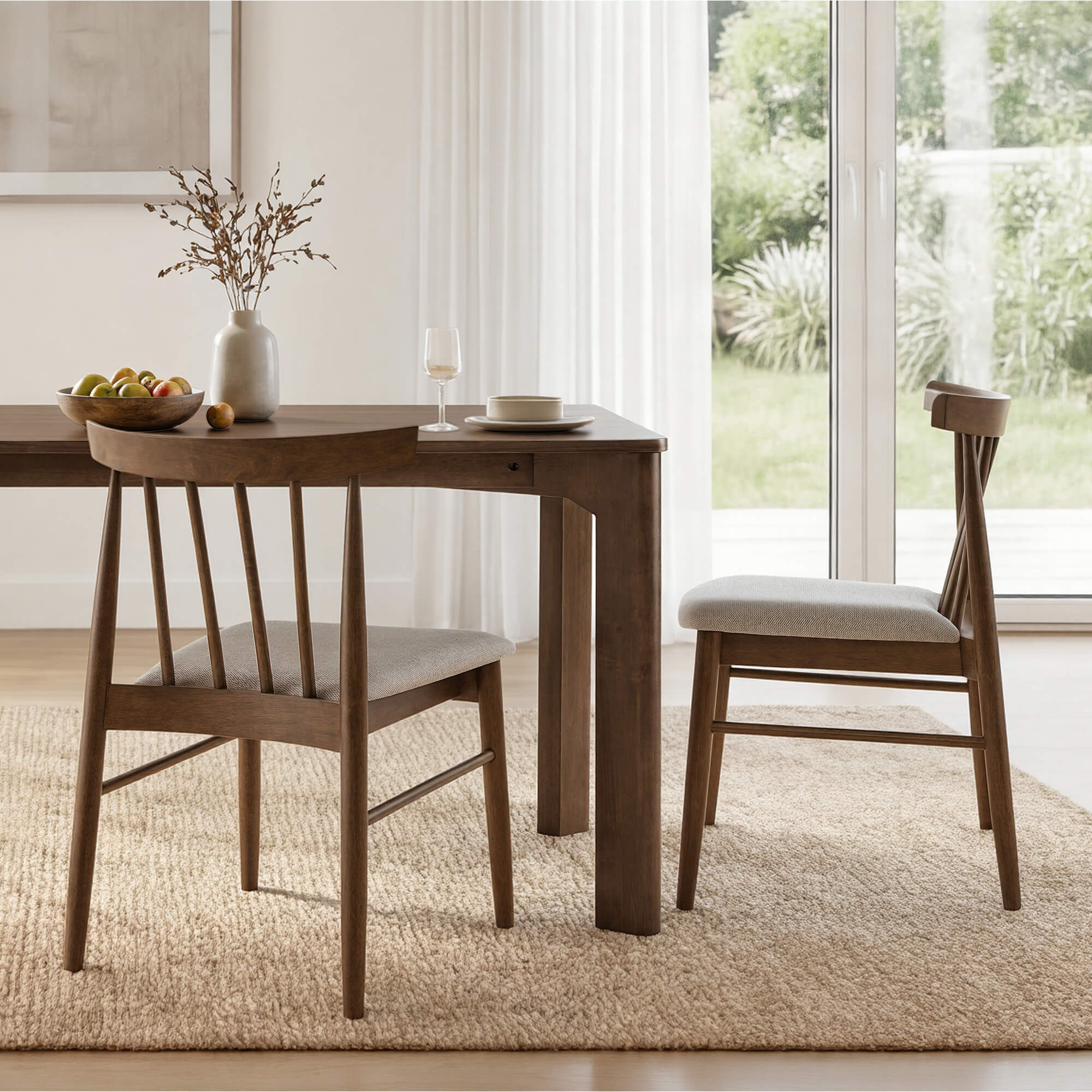 Hanna Mid-century Windsor Solid Wood Dining Chair(Set of 2) - Image 3