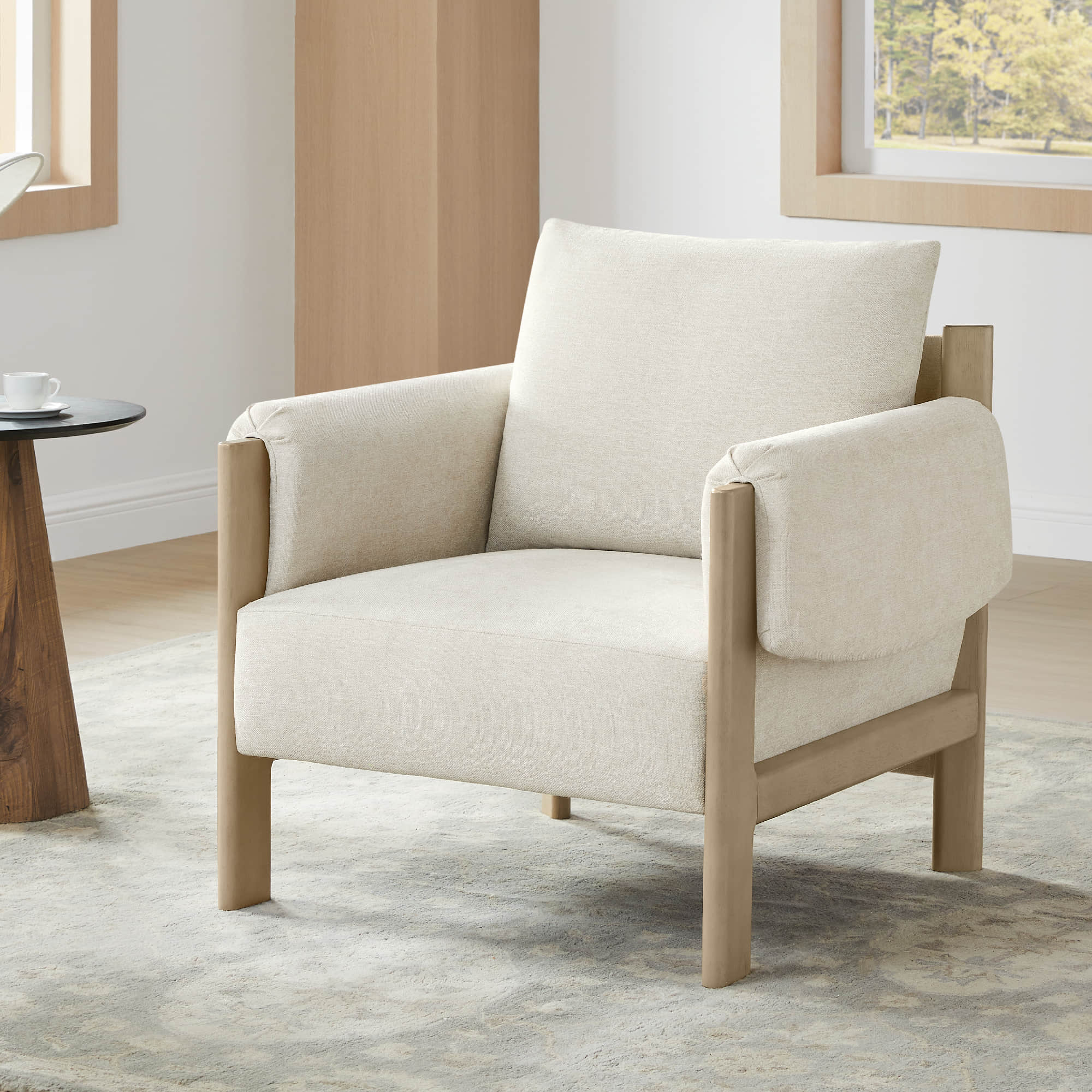 Harbor Upholstered Accent Chair with Wooden Frame - Image 10