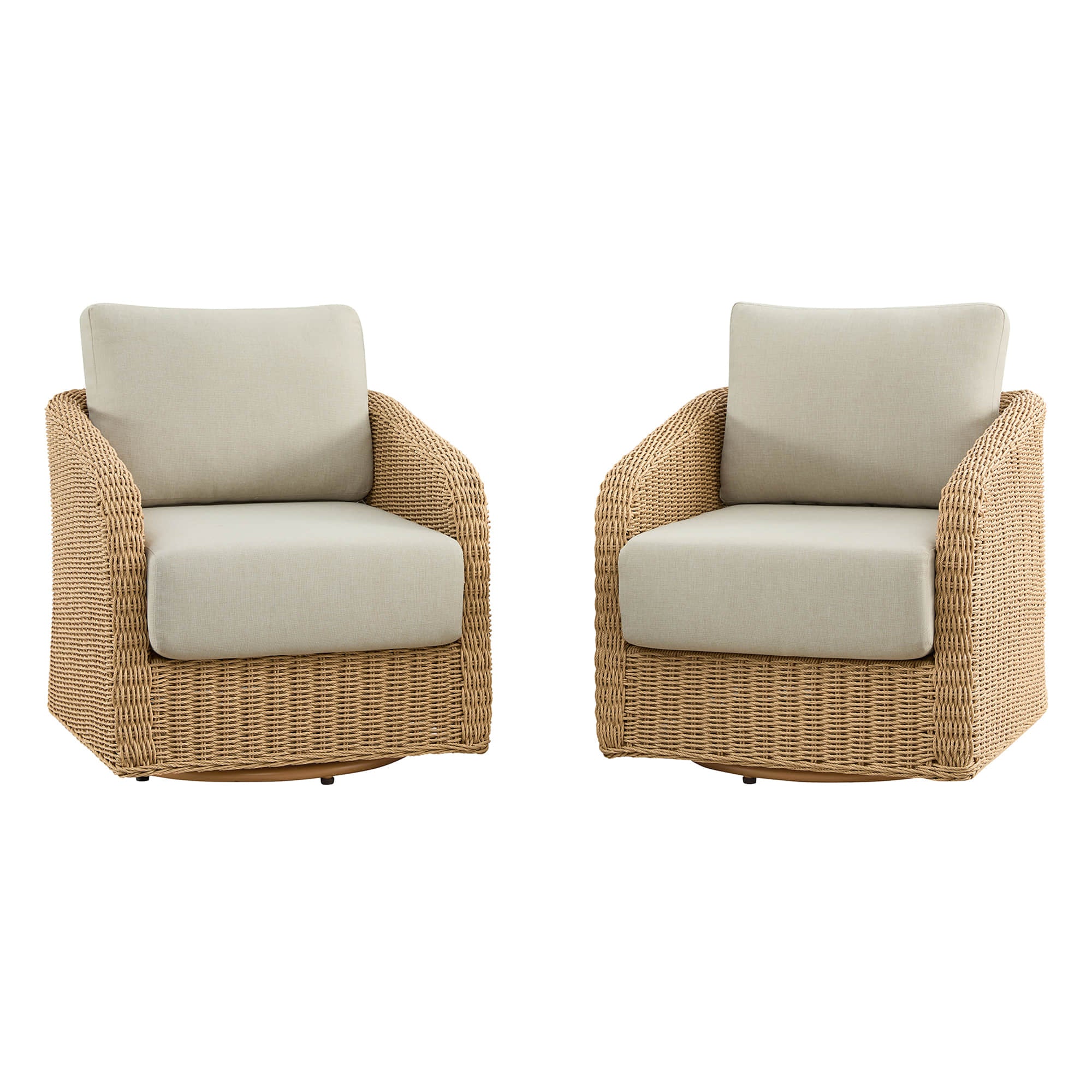 Haven Wicker Woven Outdoor Swivel Chair (Set of 2） - Image 17