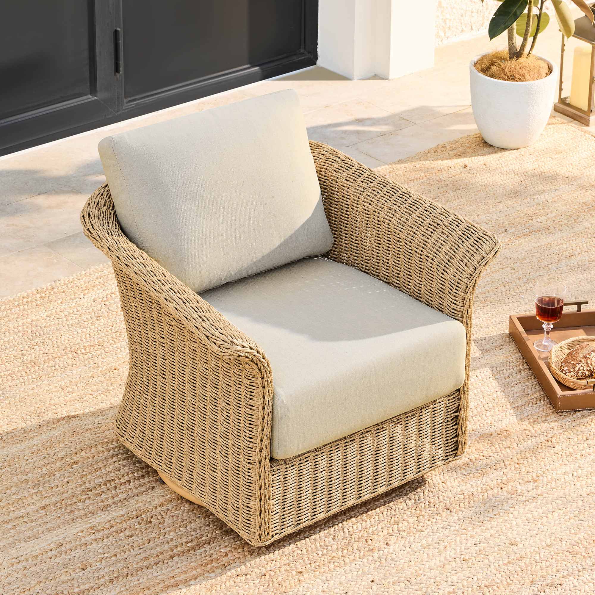 Haven Wicker Woven Outdoor Swivel Chair (Set of 2） - Image 3