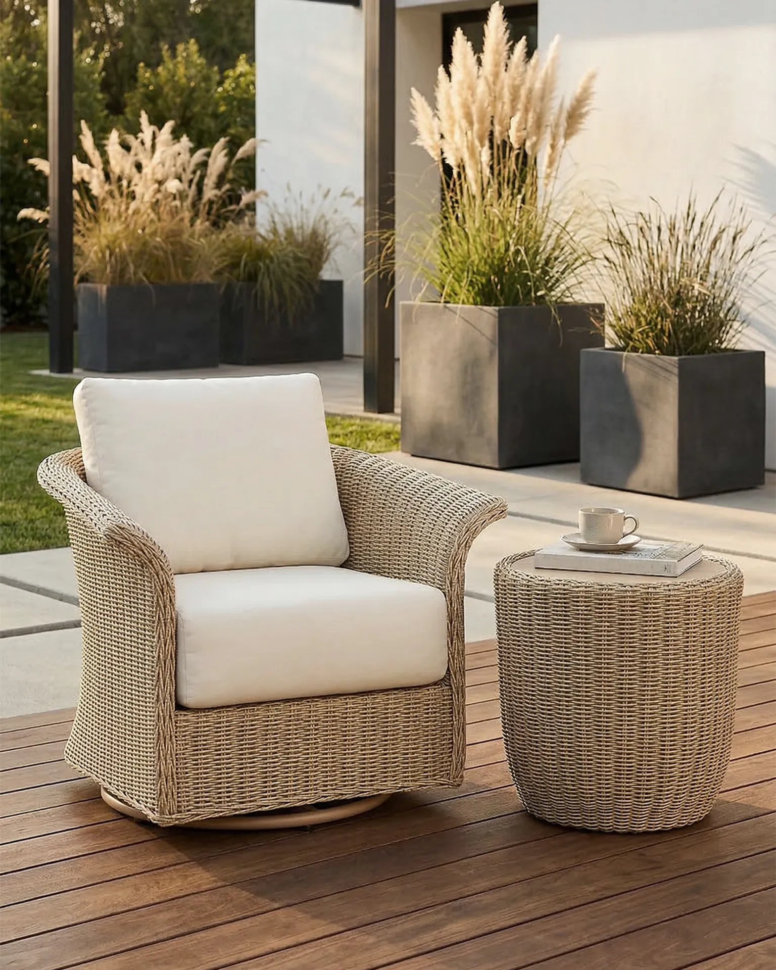 Haven Wicker Woven Outdoor Swivel Chair (Set of 2） - Image 40