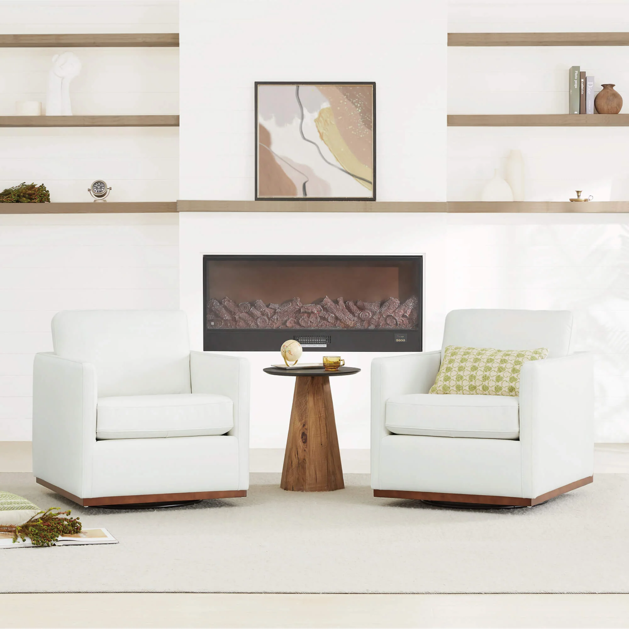 Henry Swivel Accent Chair with Wood Base - Image 66