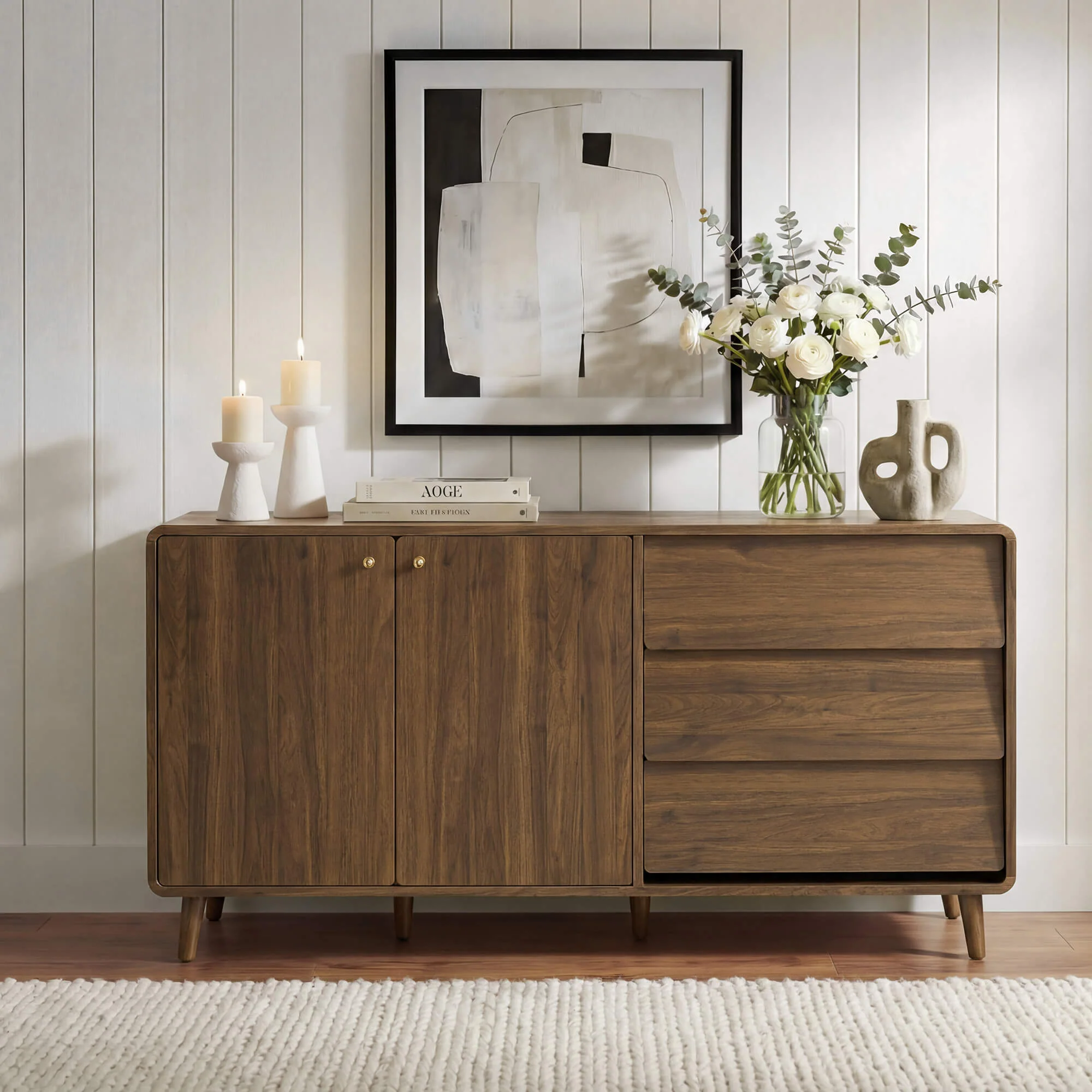 58” Hudson Mid-century Arc-Shaped Sideboard