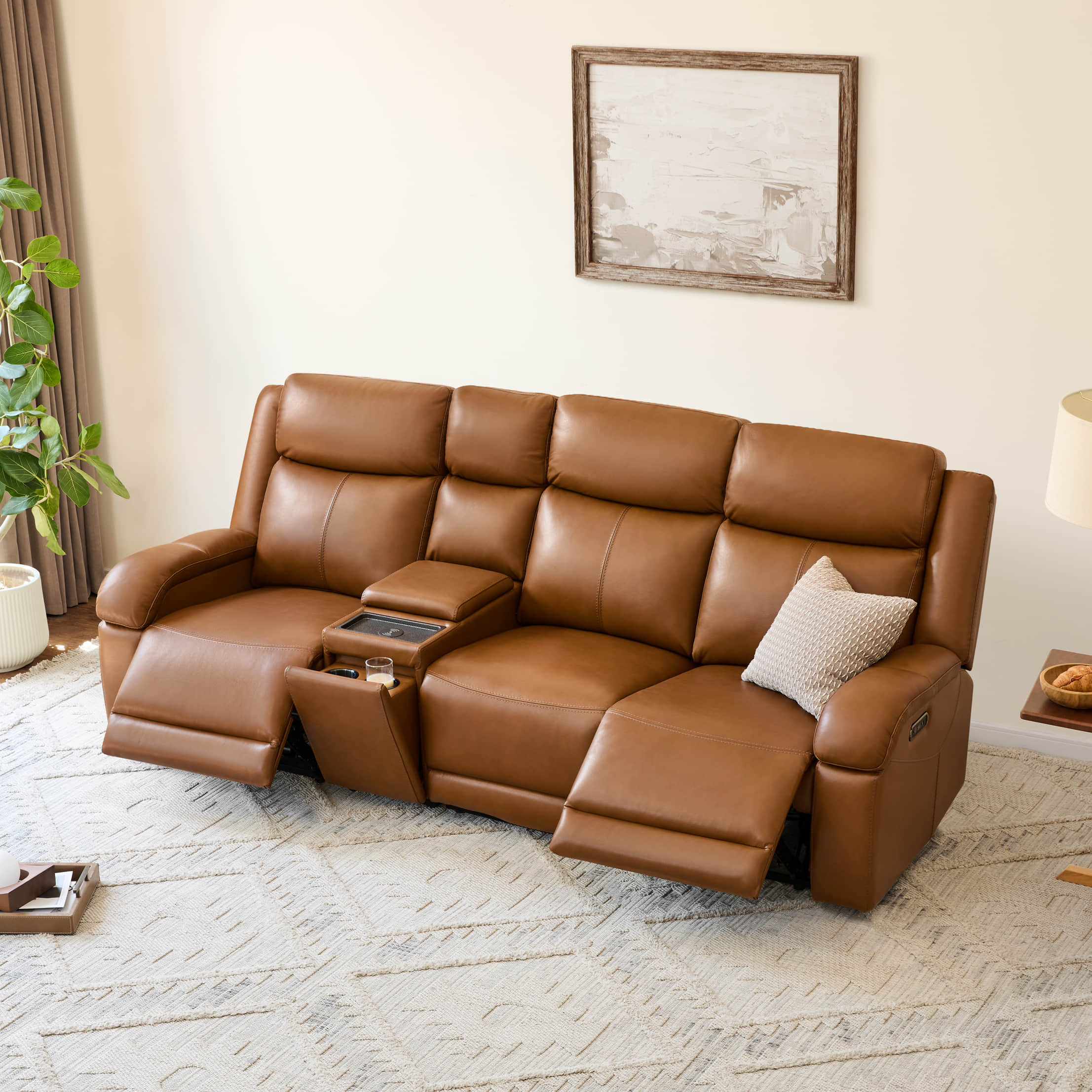 Isaac Genuine Leather Wall Hugger Power Reclining Sofa with Power Headrest - Image 101