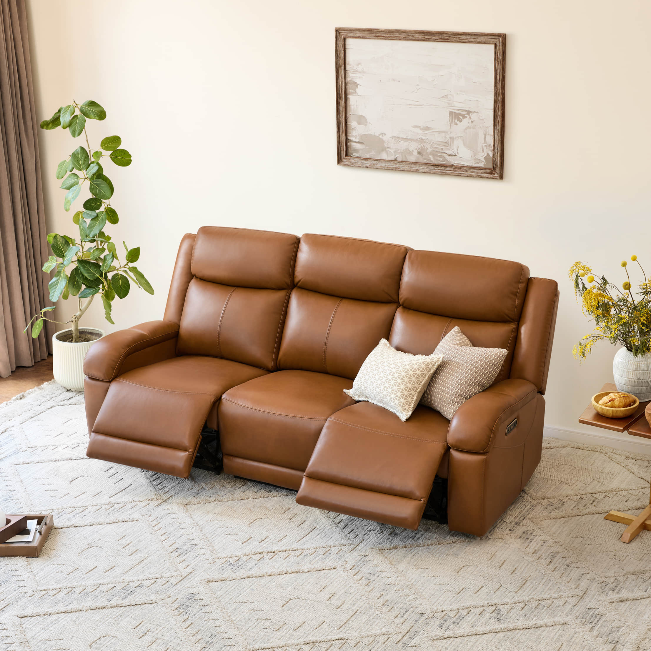 Isaac Genuine Leather Wall Hugger Power Reclining Sofa with Power Headrest - Image 102