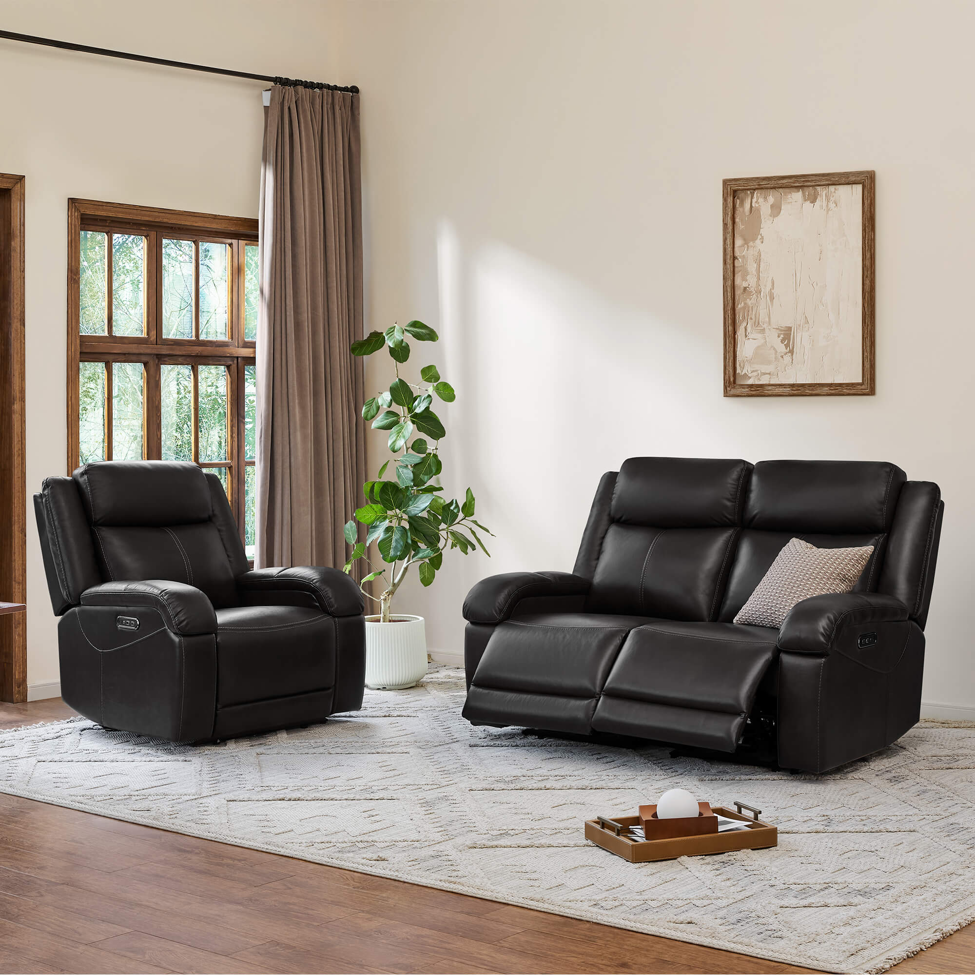Isaac Genuine Leather Wall Hugger Power Reclining Sofa with Power Headrest - Image 156